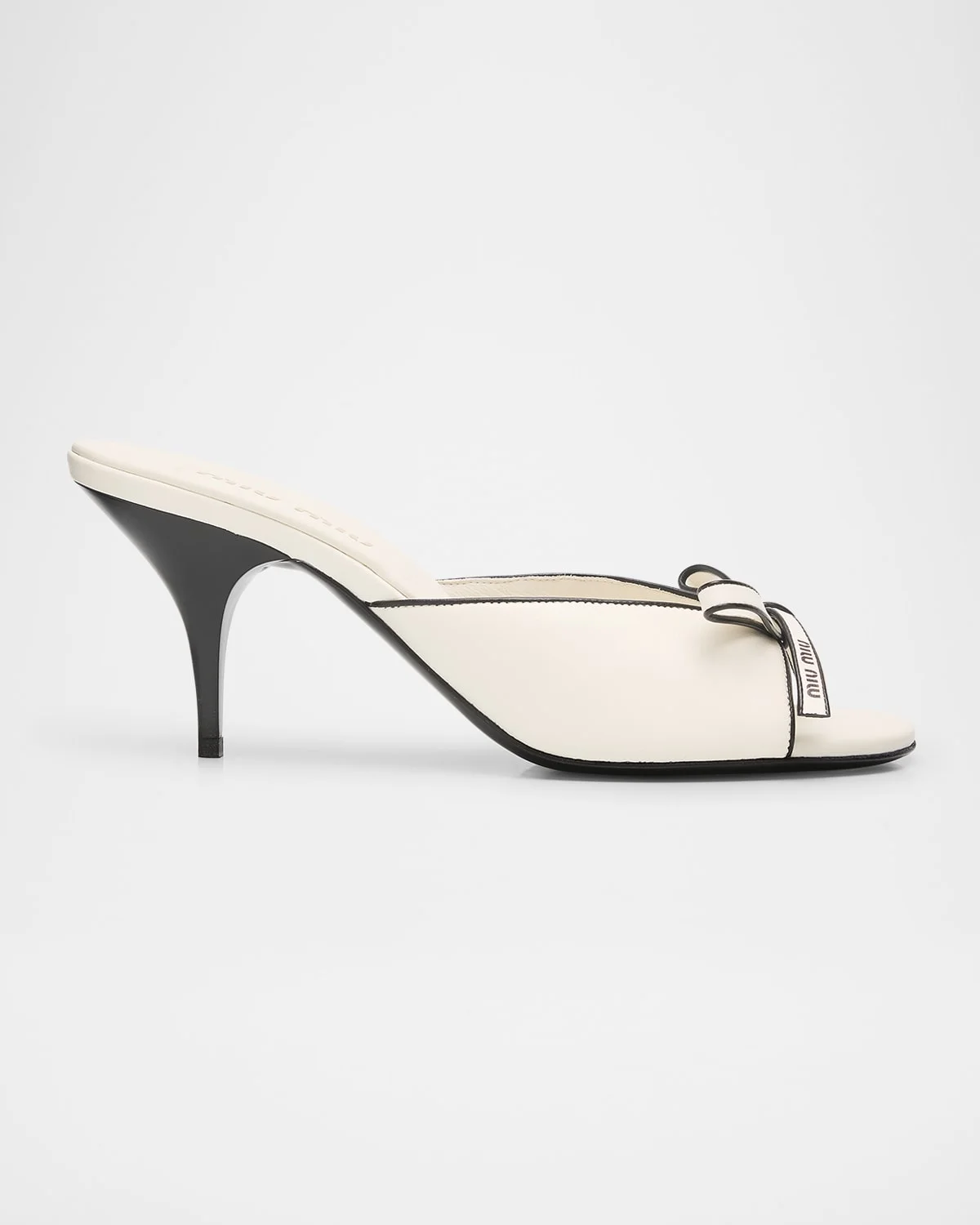 Nappa Leather Bow Mule Sandals - 1