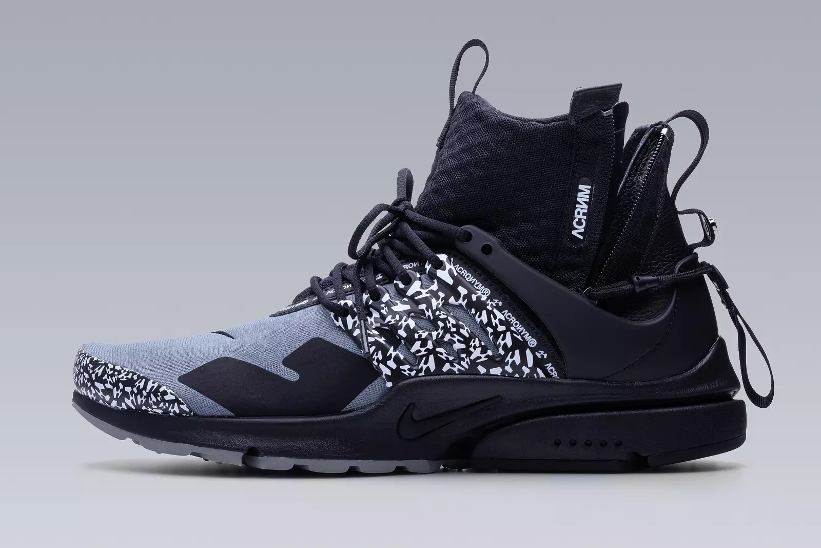 APM2-001 Nike® Air Presto Mid / Acronym® Cool Grey / Black / Black - 25