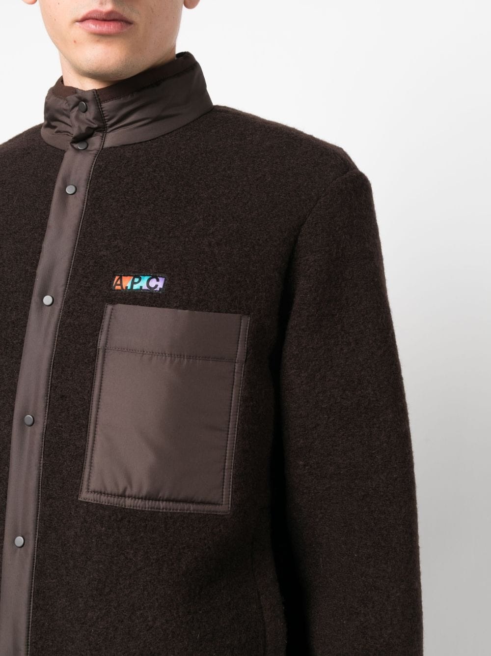 logo-patch wool-blend jacket - 5