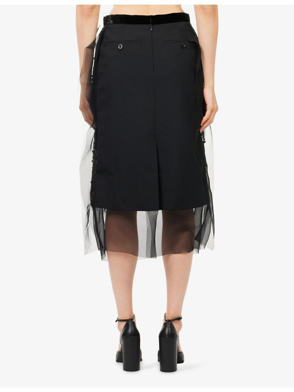 Sequin-Embellished Layered Midi Skirt - 4