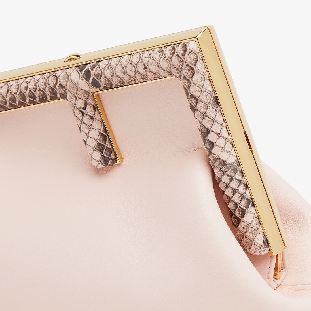 Pink leather and python leather bag - 5