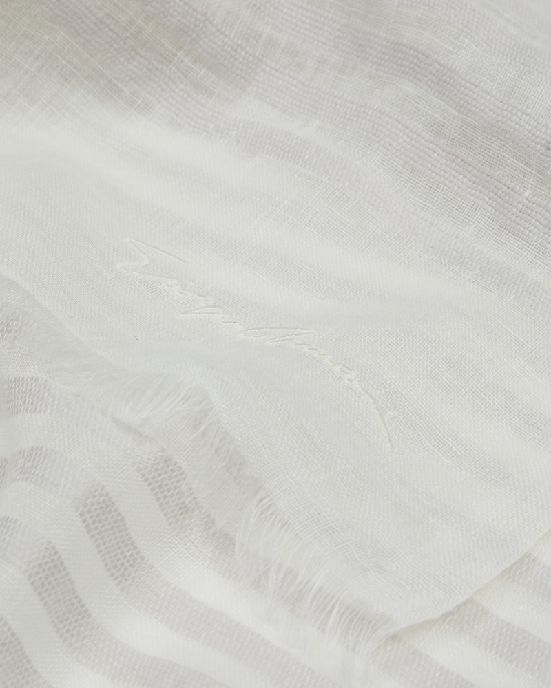 GIORGIO ARMANI JACQUARD STRIPED LINEN AND COTTON STOLE outlook