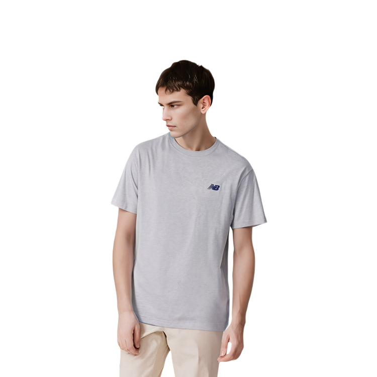 New Balance Back Print Boston Cotton T-Shirt 'Light Grey' AMT42333-AHH - 4