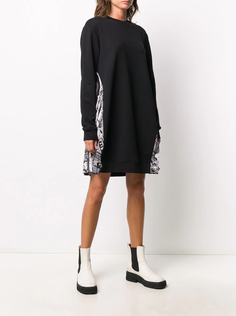 pleated side panel sweatshirt dress - 3