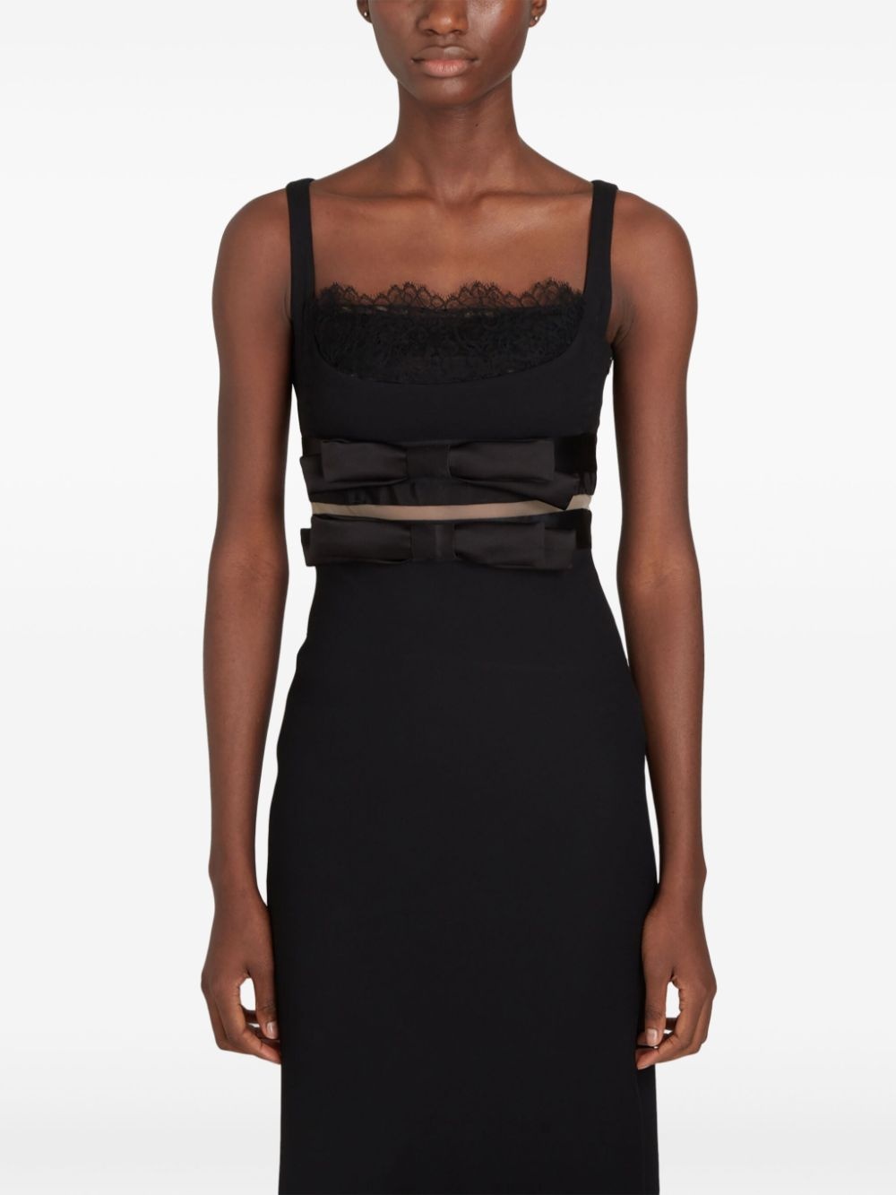 bow-detail crepe midi dress - 5