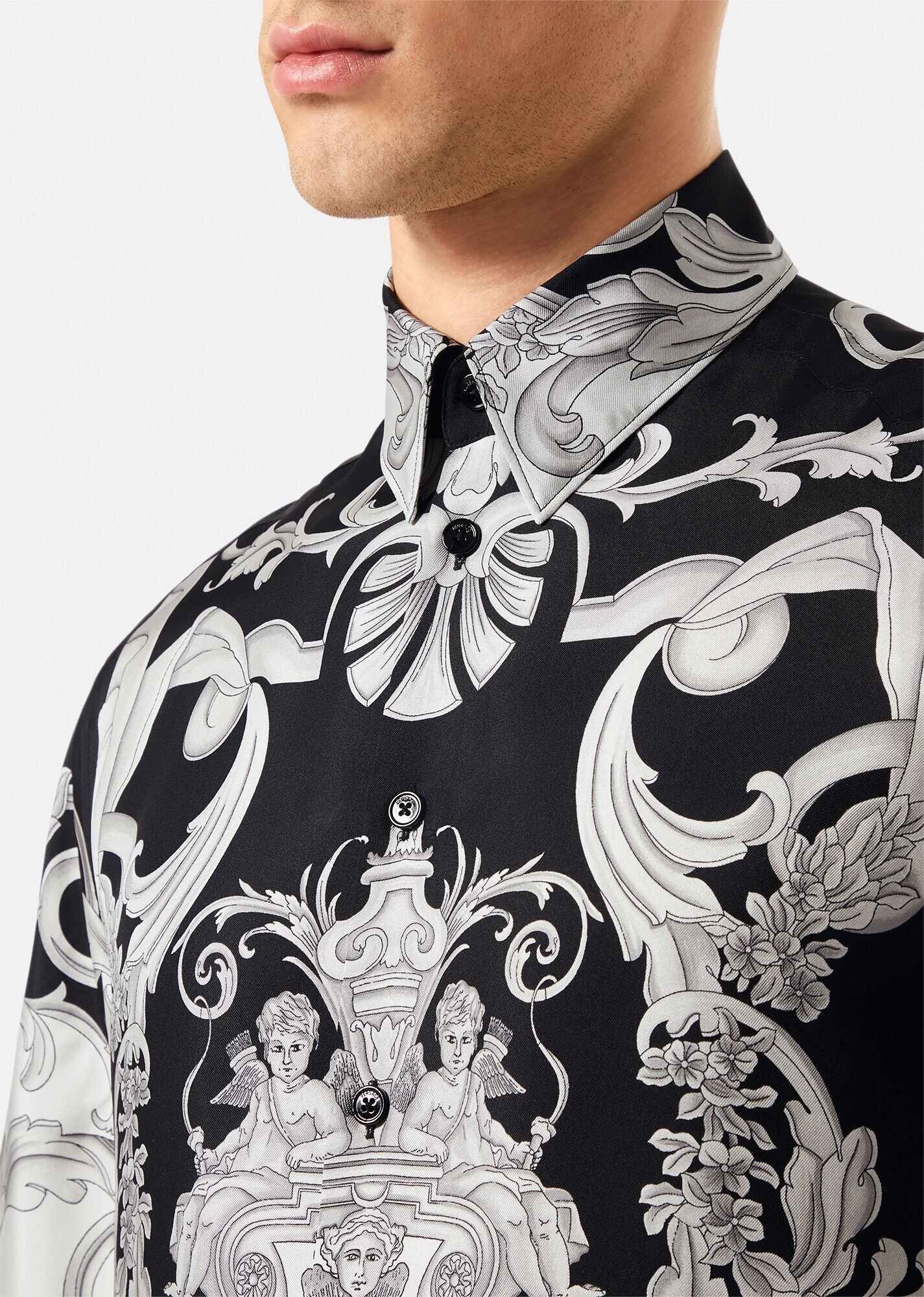 Silver Baroque Silk Shirt - 5