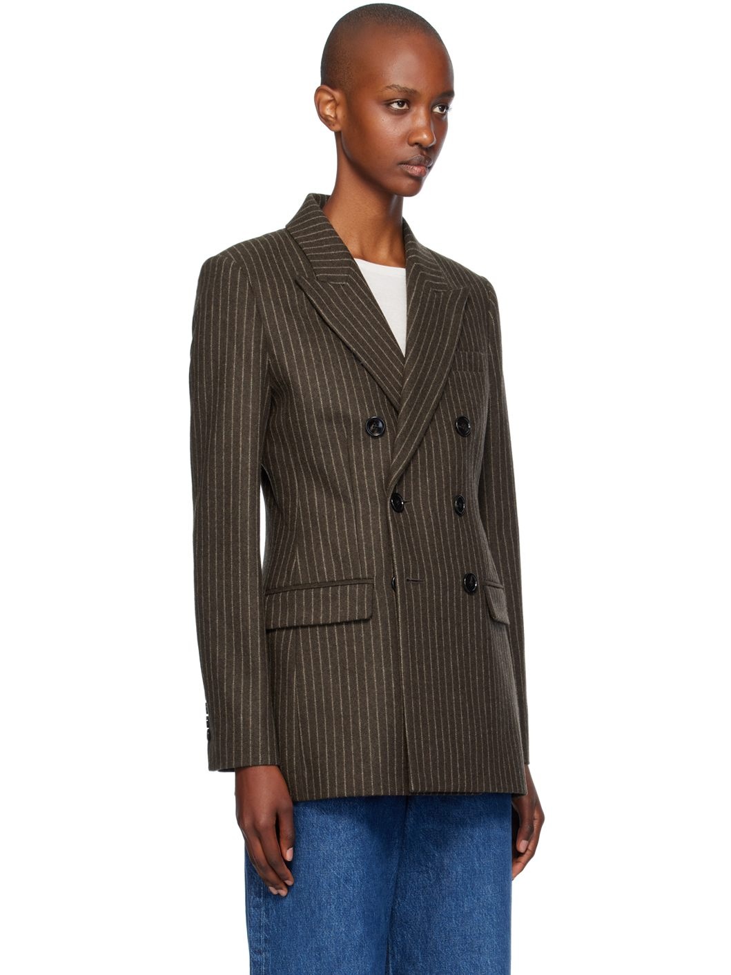 Brown Double-Breasted Blazer - 2