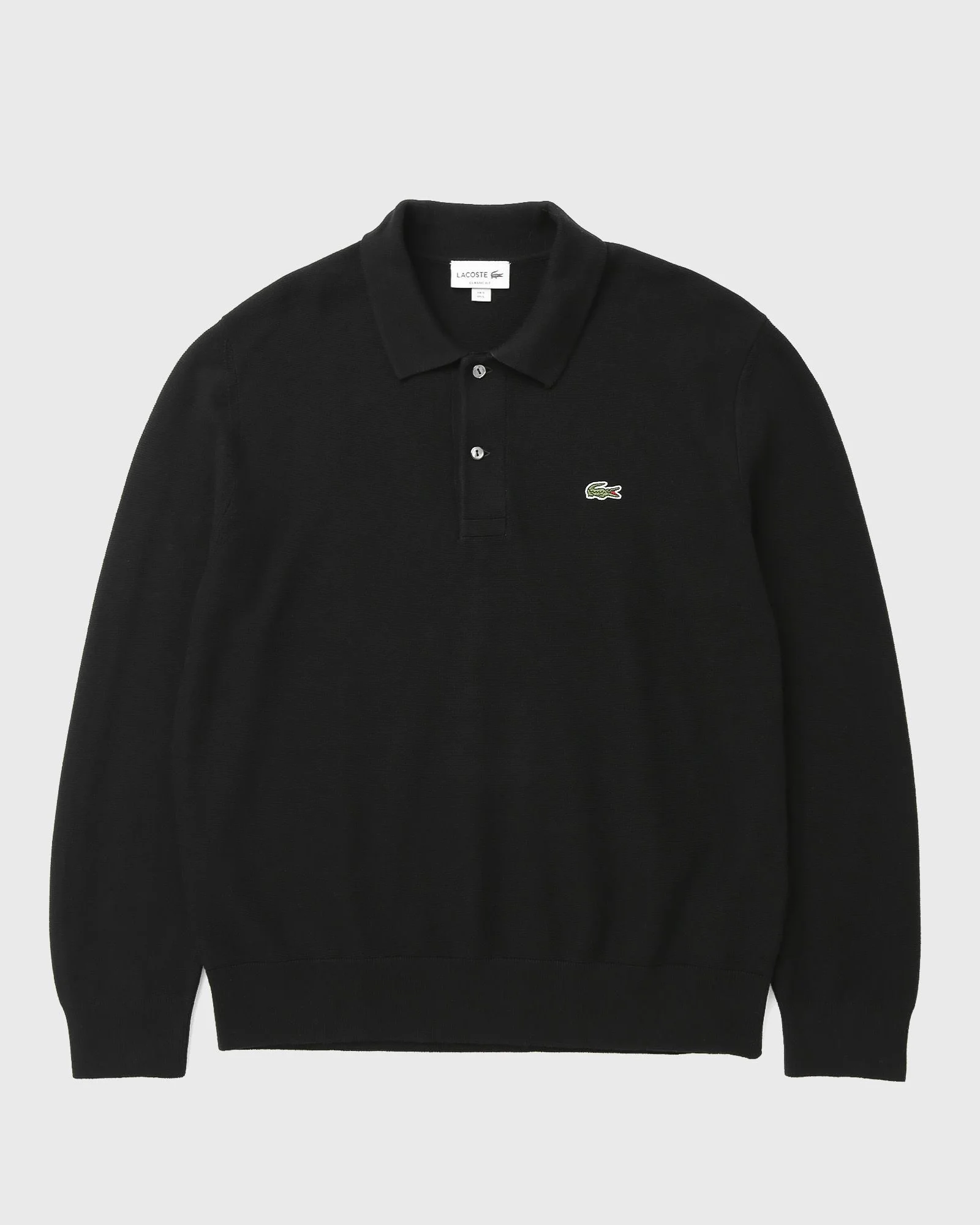 Classic Fit Long Sleeved Knitted Polo Shirt - 1