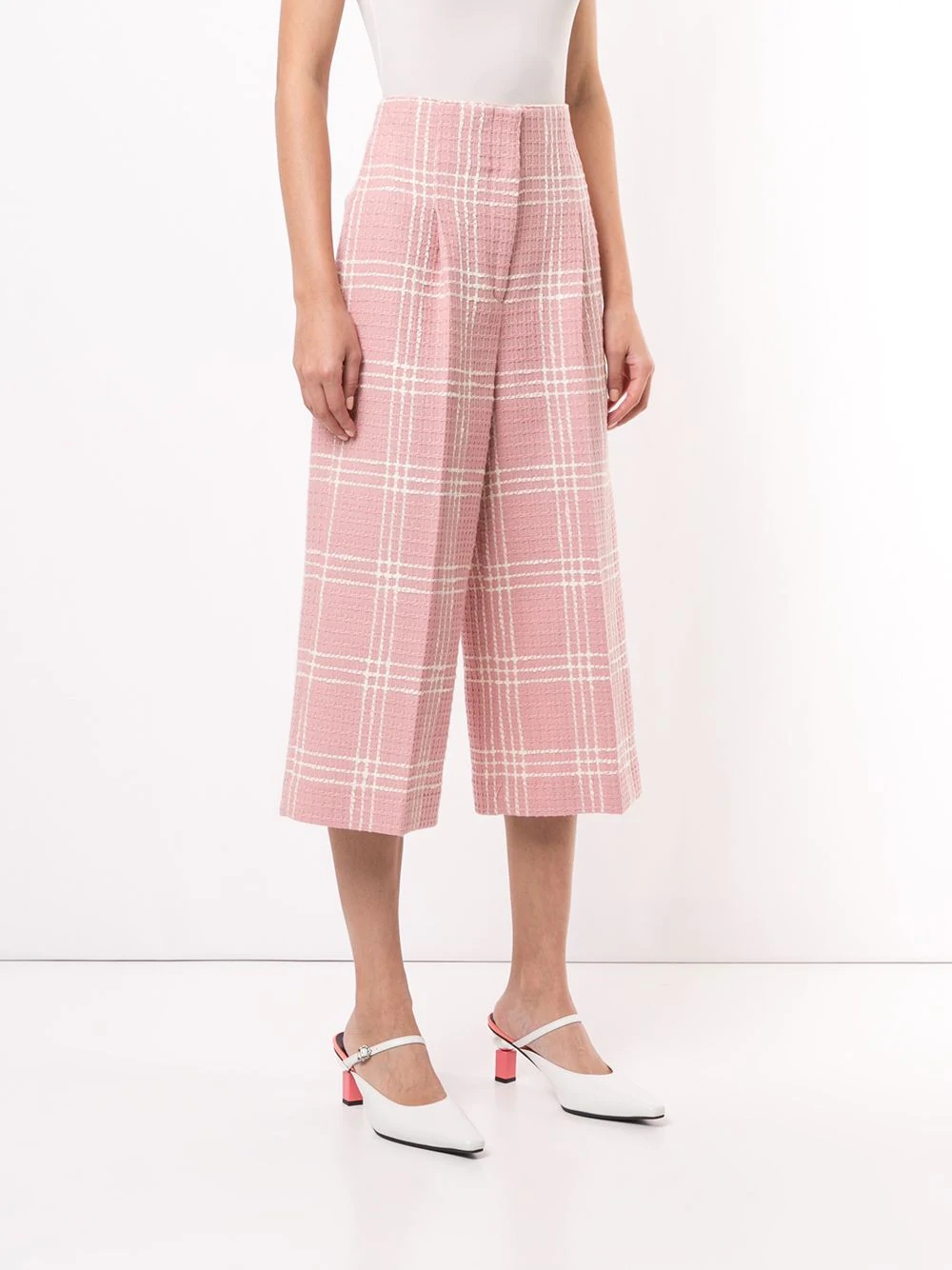 cropped check trousers - 3