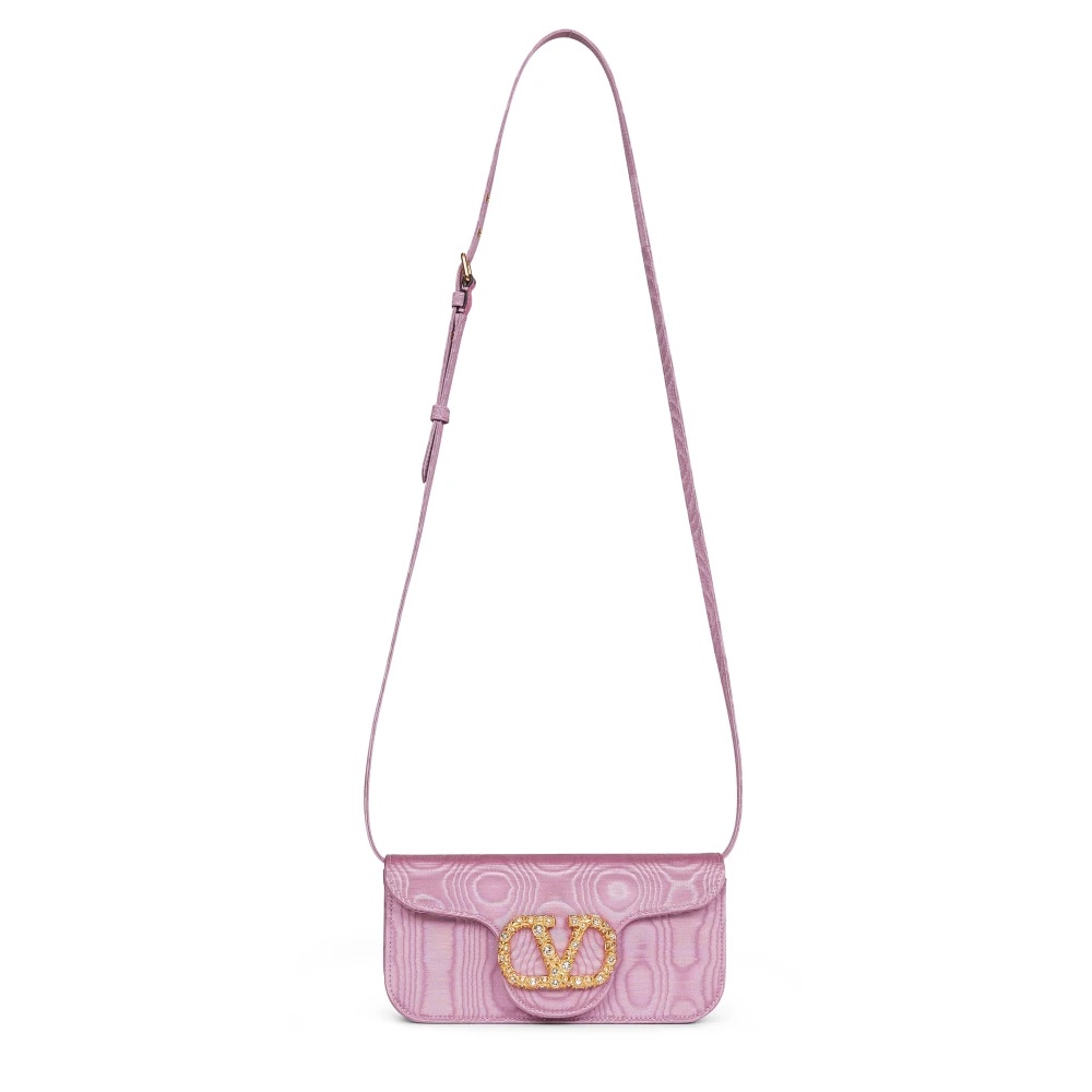 PINK SWAROVSKI CRYSTAL-EMBELLISHED VLOGO BAG - 1
