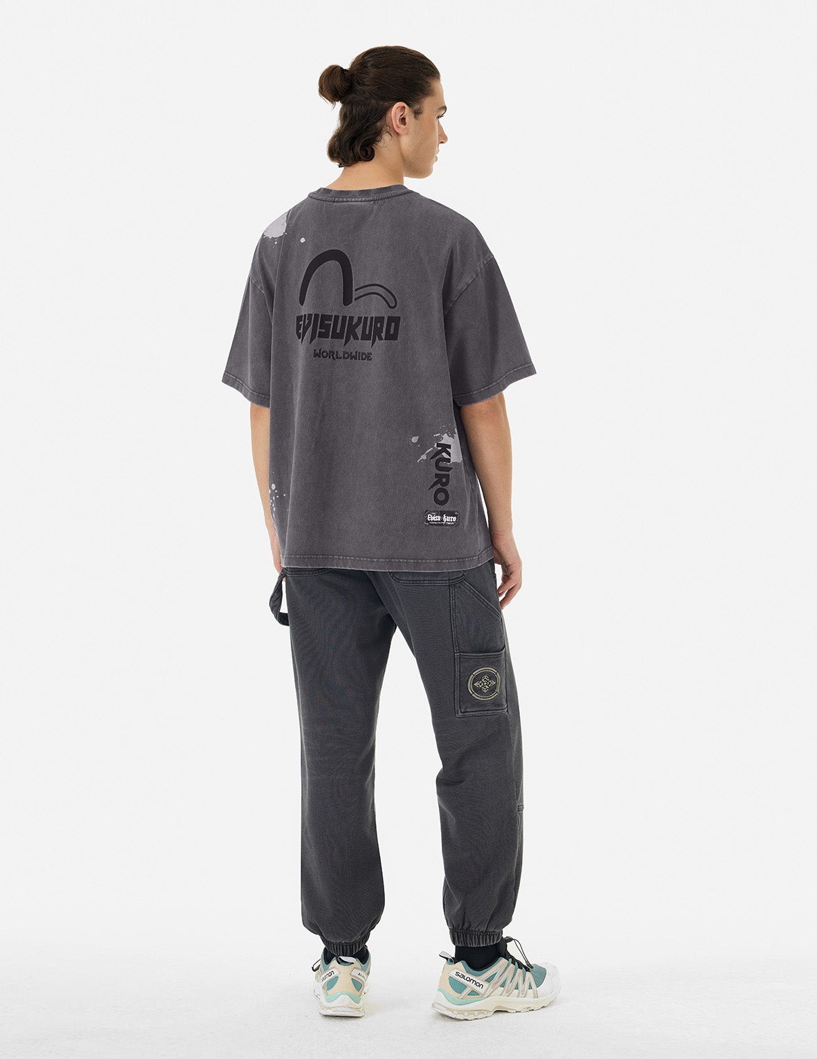 Washed Logo Embroidery and Print Loose Fit T-shirt - 3
