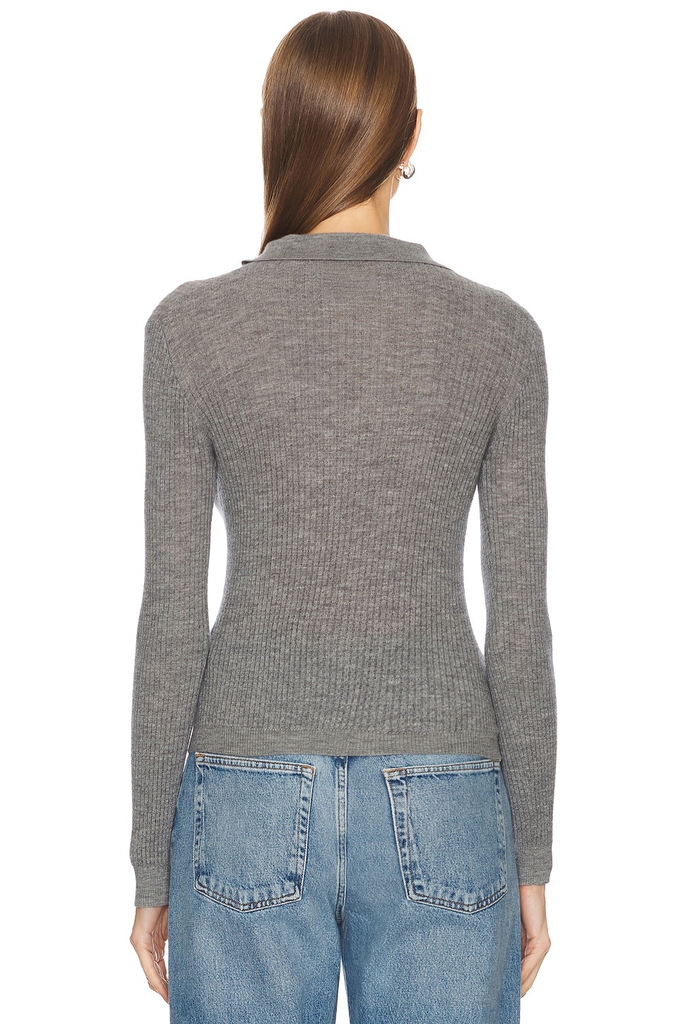 Long Sleeve Shrunken Cashmere Polo - 3