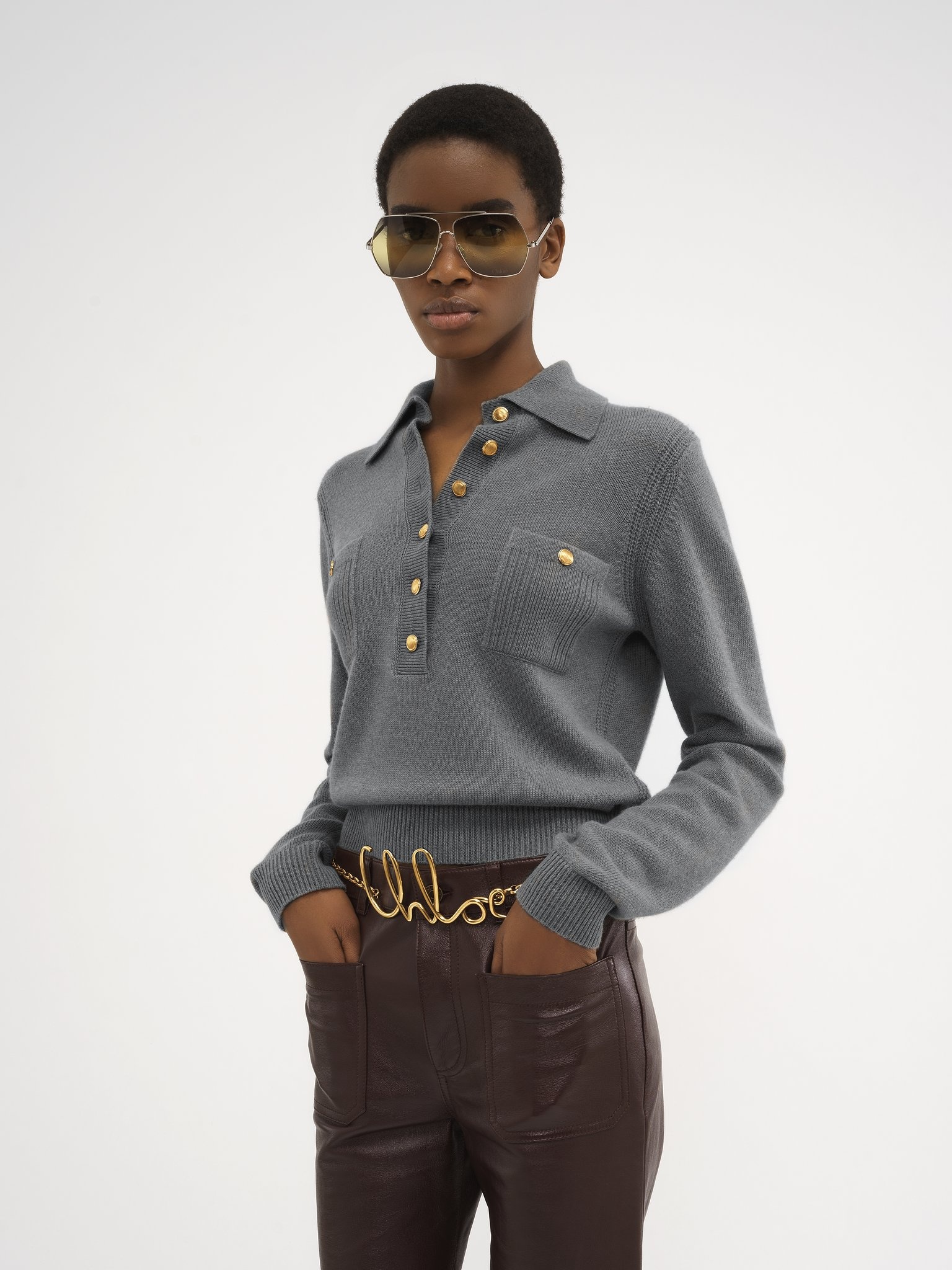 POLO SWEATER IN WOOL & CASHMERE - 4