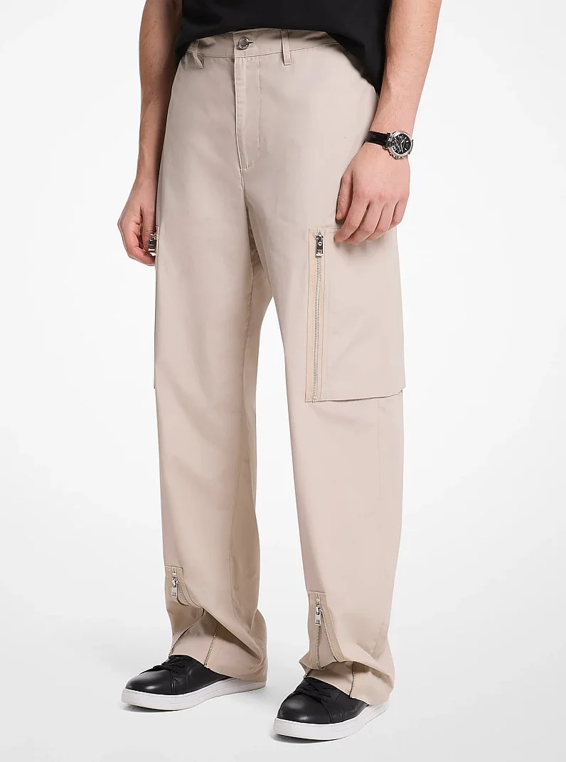 Cotton Poplin Zip Cargo Pants - 1