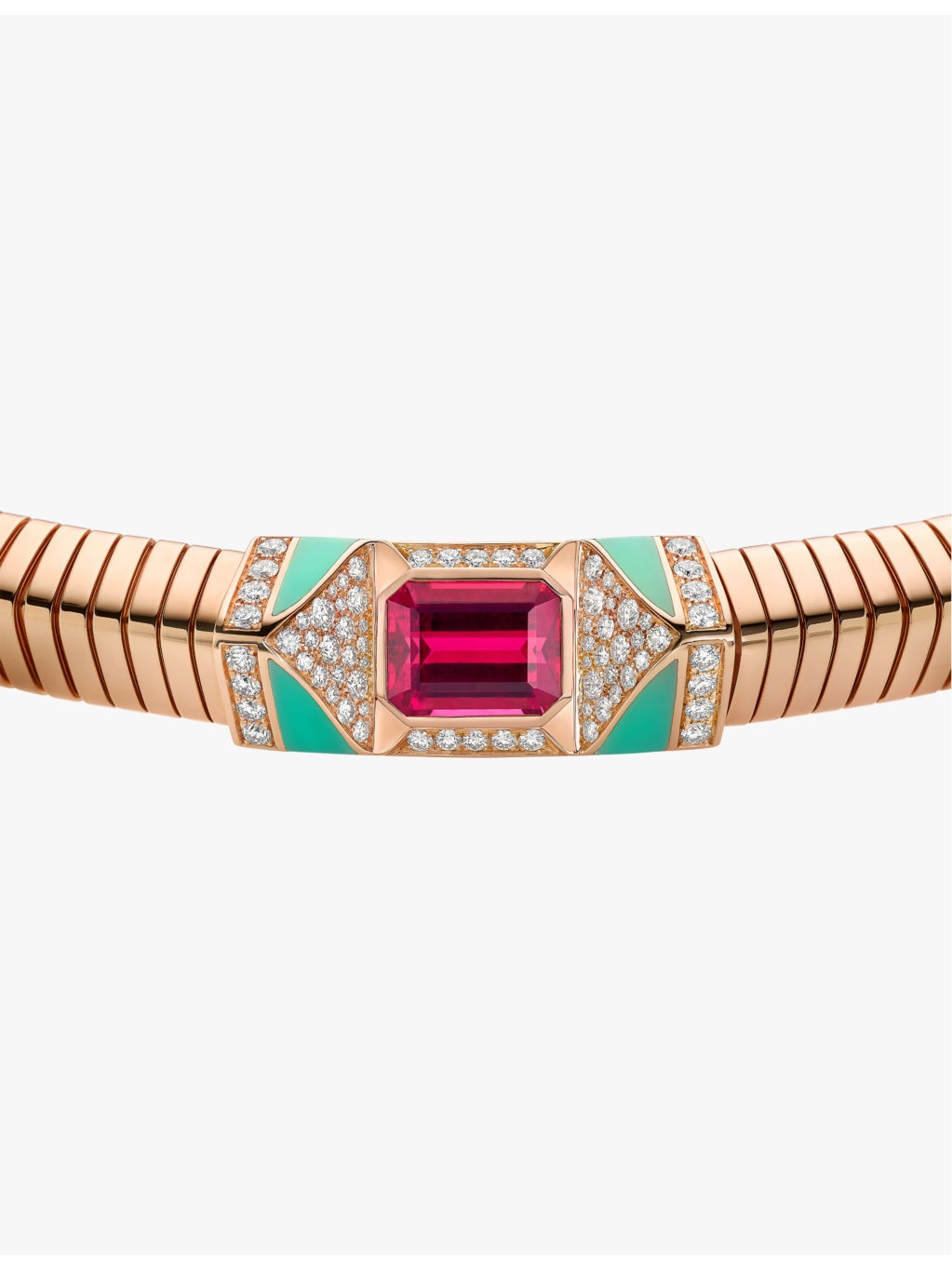 Bvlgari Tubogas 18ct rose-gold and 1.58ct brilliant cut-diamond necklace - 3