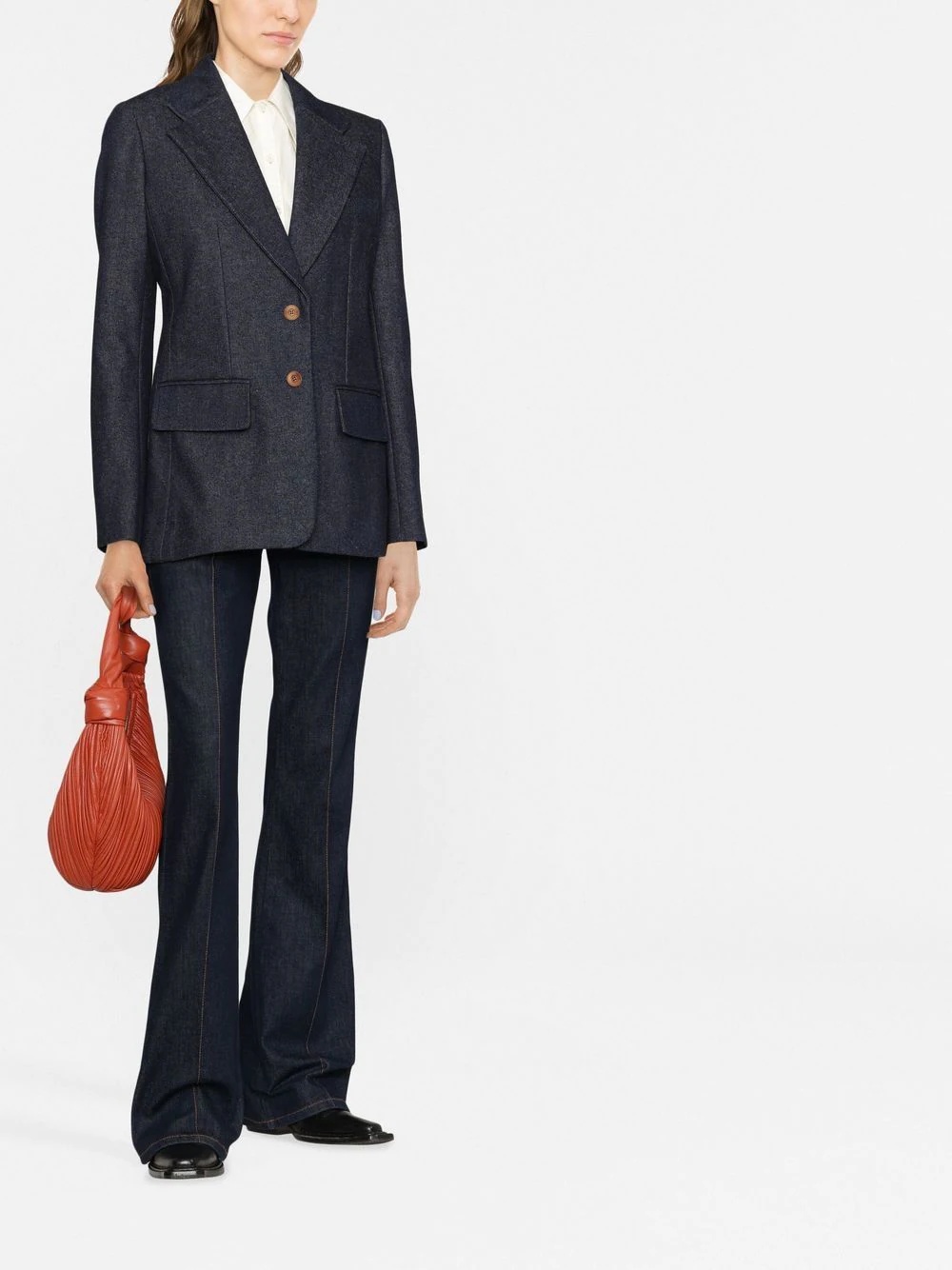 two-button denim blazer - 2