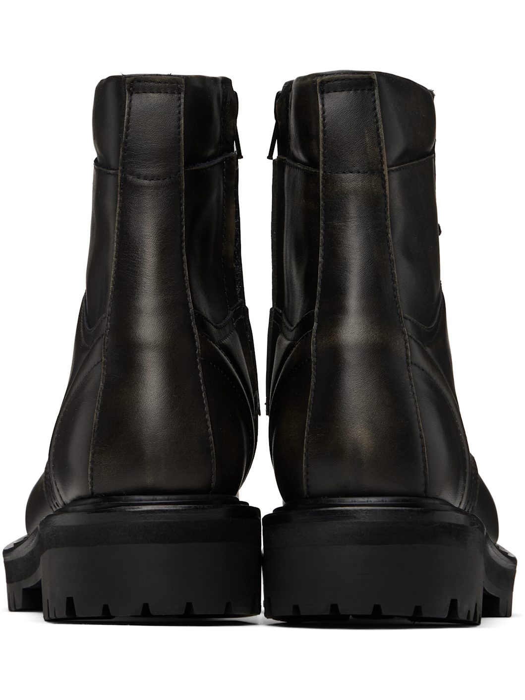 Black Vibram Sole Military Boots - 2
