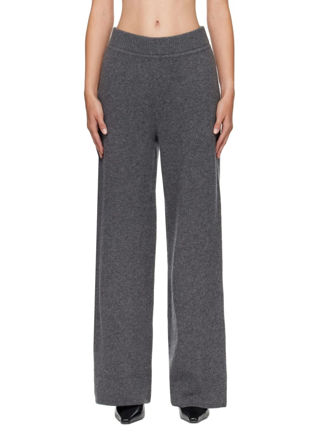 Gray Compact Knitted Trousers - 1