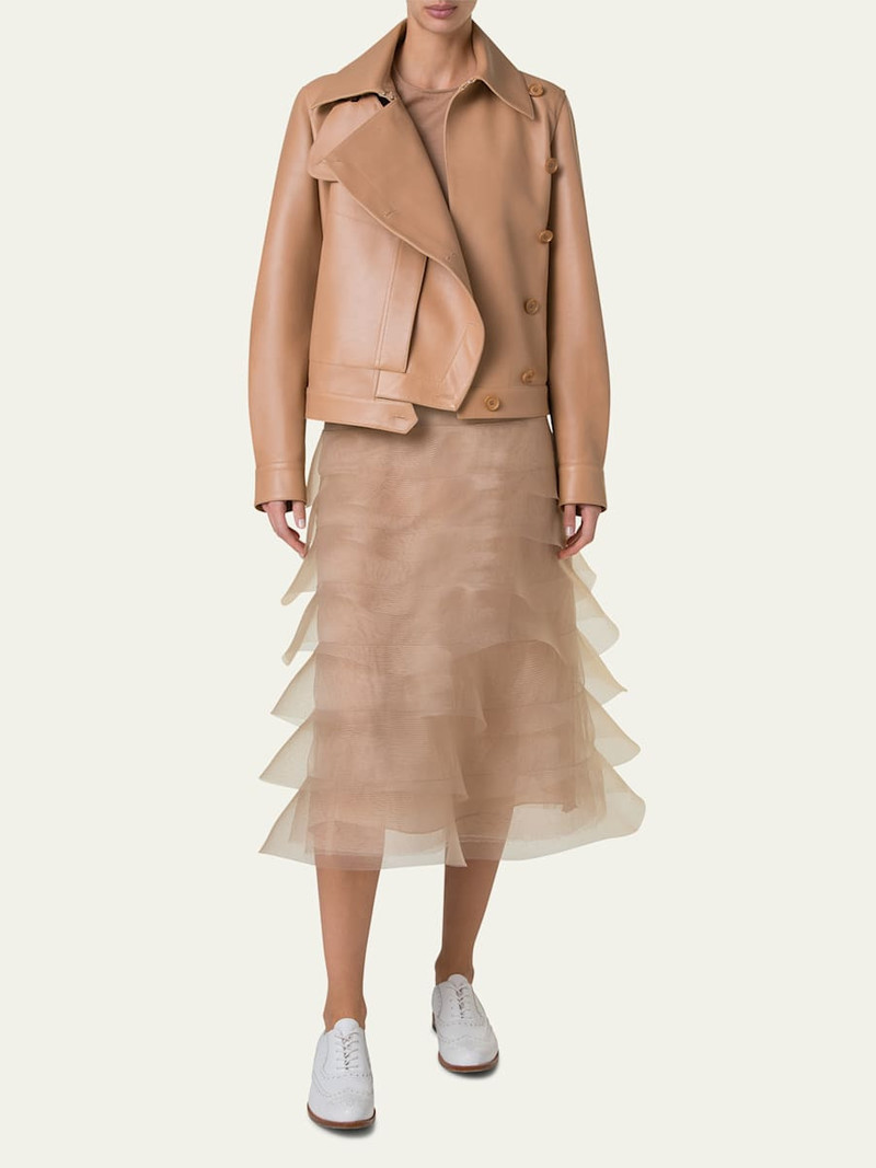 AKRIS Arno Boxy Leather Trench Jacket outlook