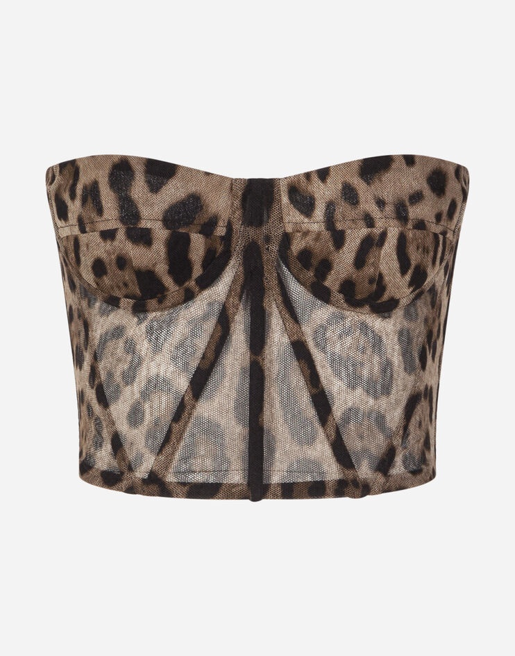 Leopard-print tulle bustier - 3