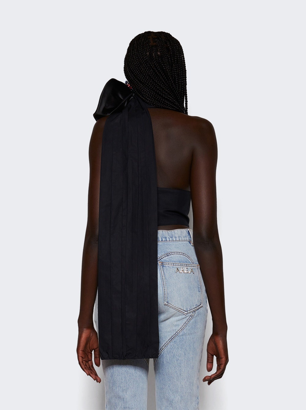 Flower Corsage Halter Top Black - 5