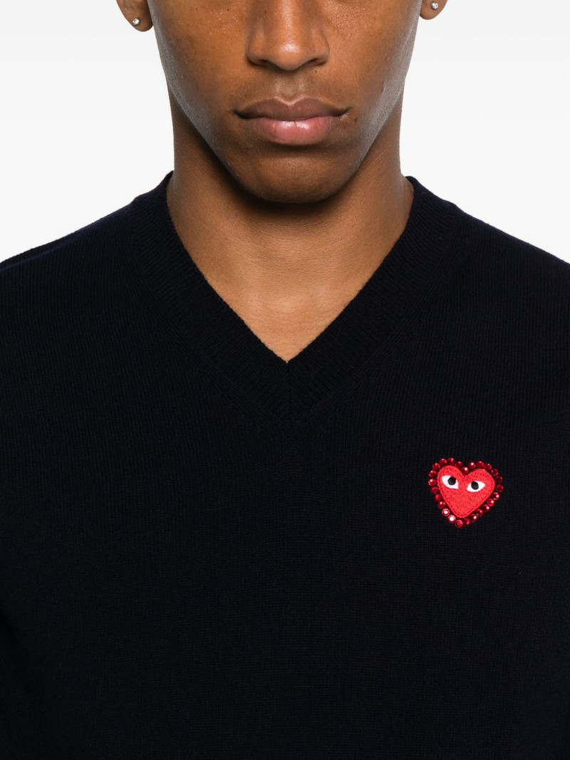 heart-emblem v-neck sweater 5