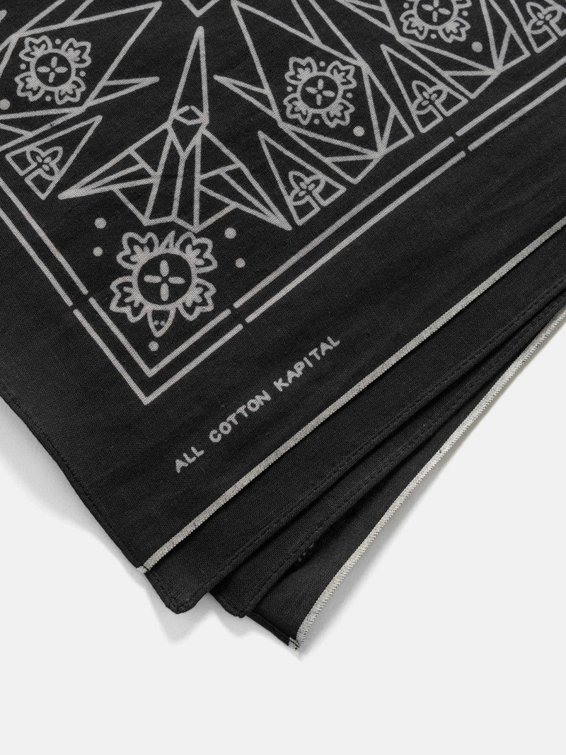 Kapital Fastcolor Selvedge Bandanna (ORIGAMI) Black outlook