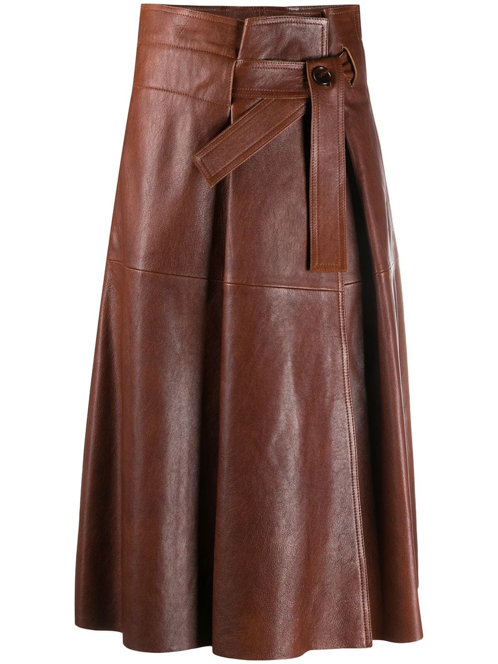 belted A-line skirt - 1