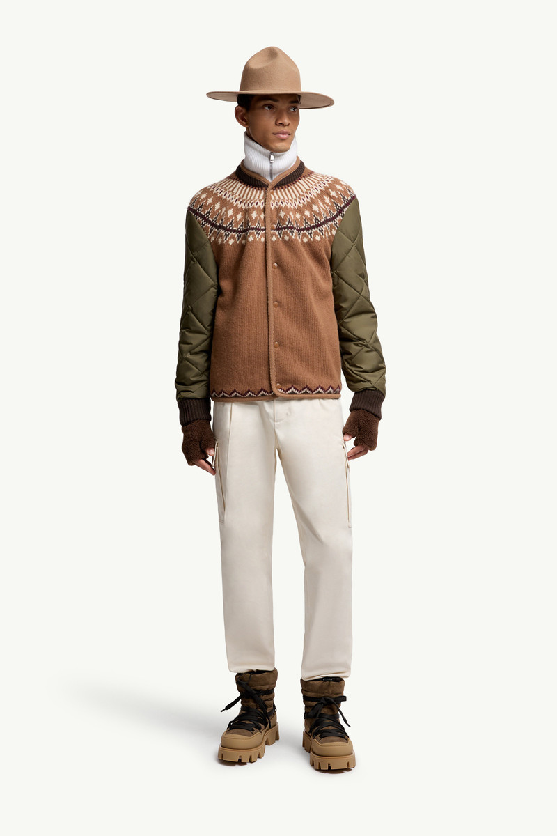 Moncler Padded Geometric Wool Blend Cardigan outlook
