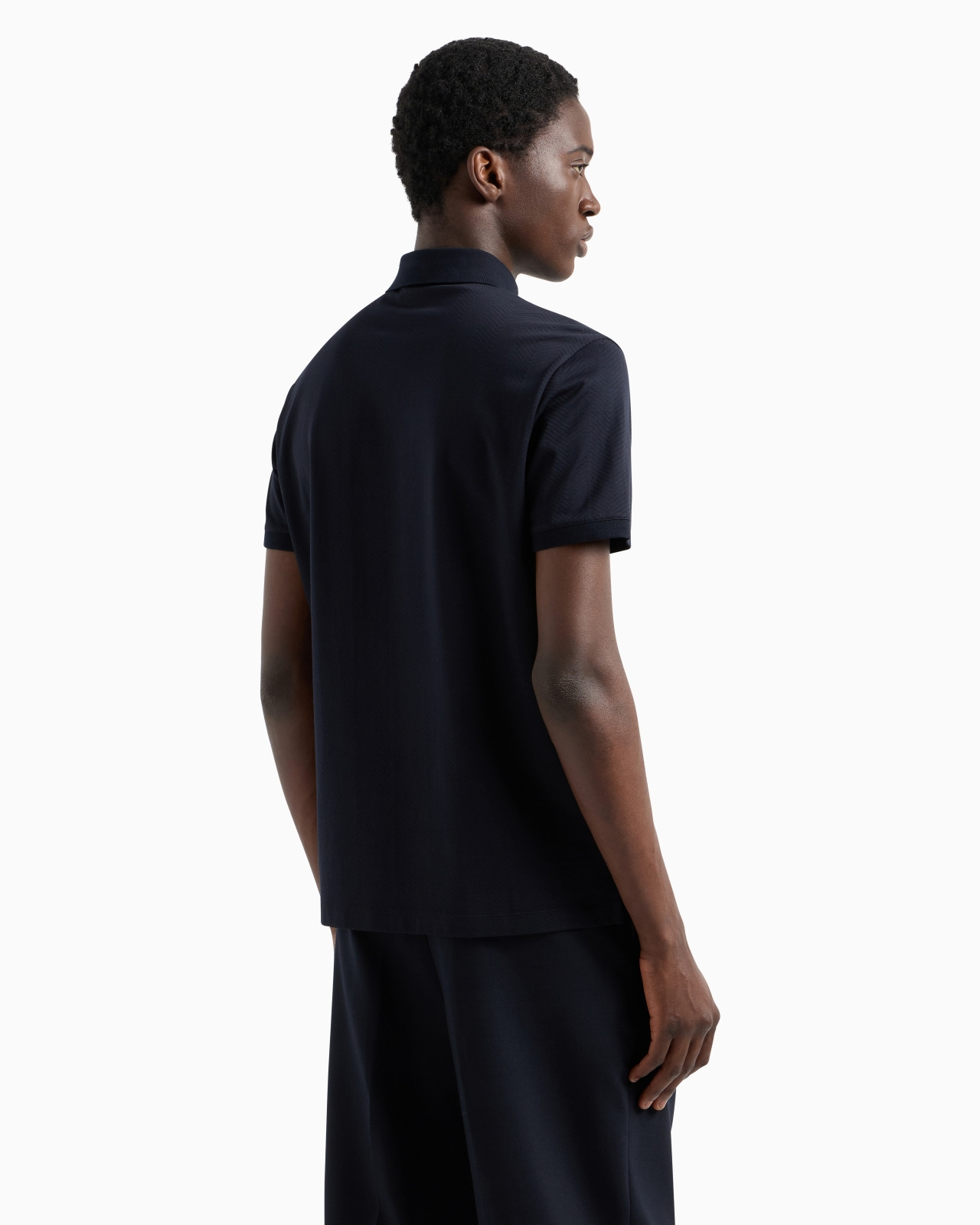 3D-effect embossed jacquard jersey polo shirt - 3