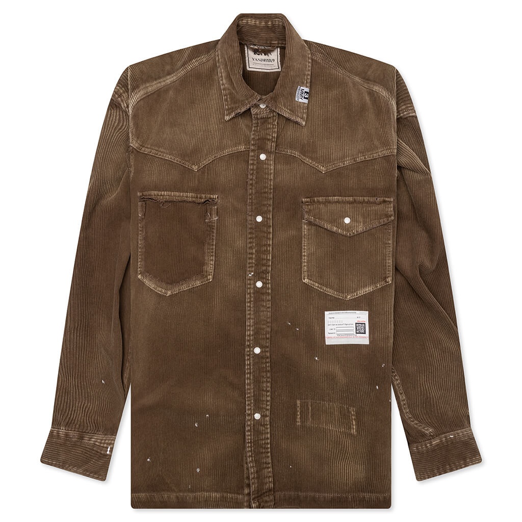 AGED CORDUROY SHIRT - BROWN - 1