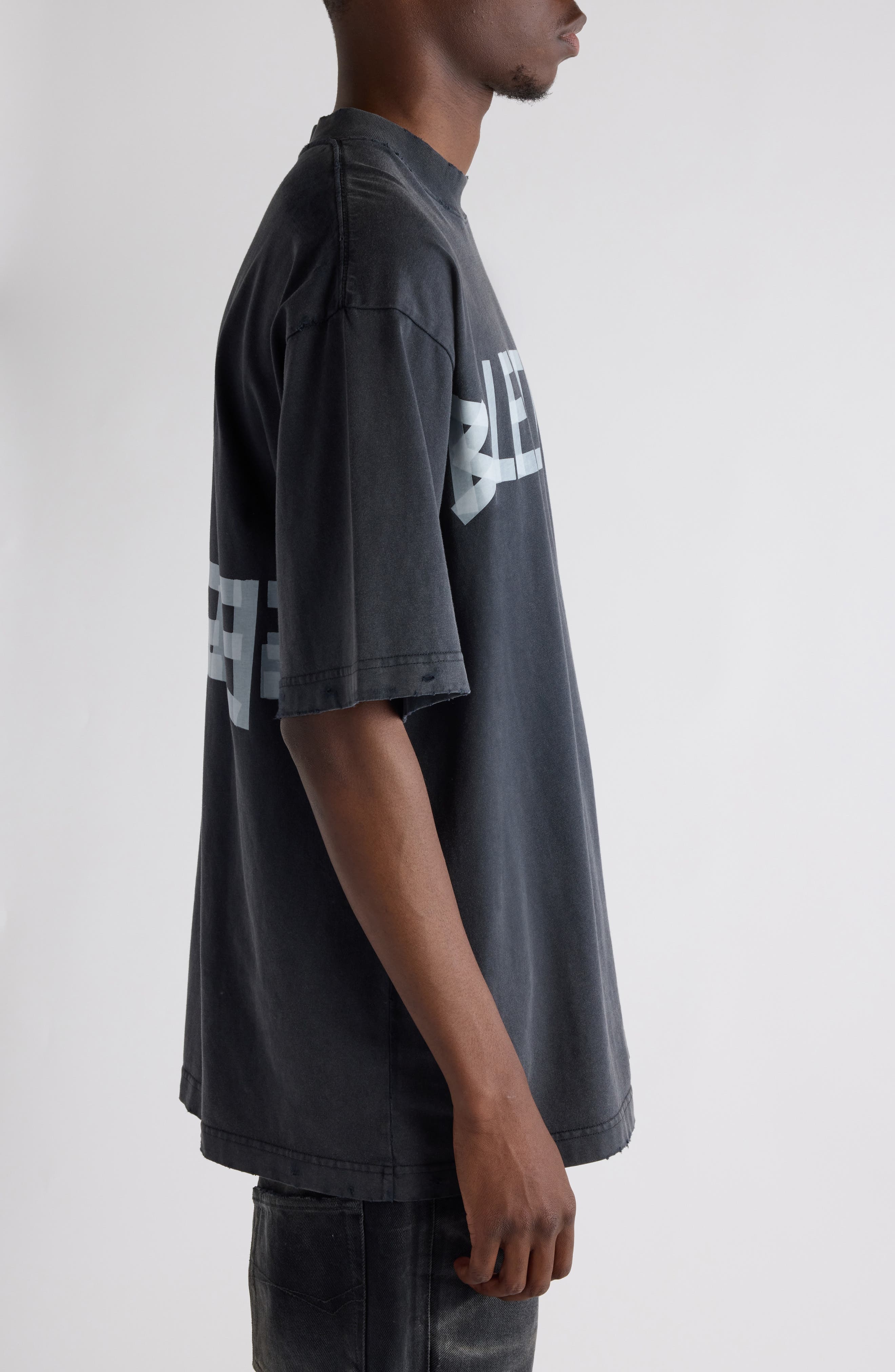 Balenciaga Medium Fit Tape Type Logo Graphic T-Shirt in 1041 Faded Washed Black at Nordstrom - 4