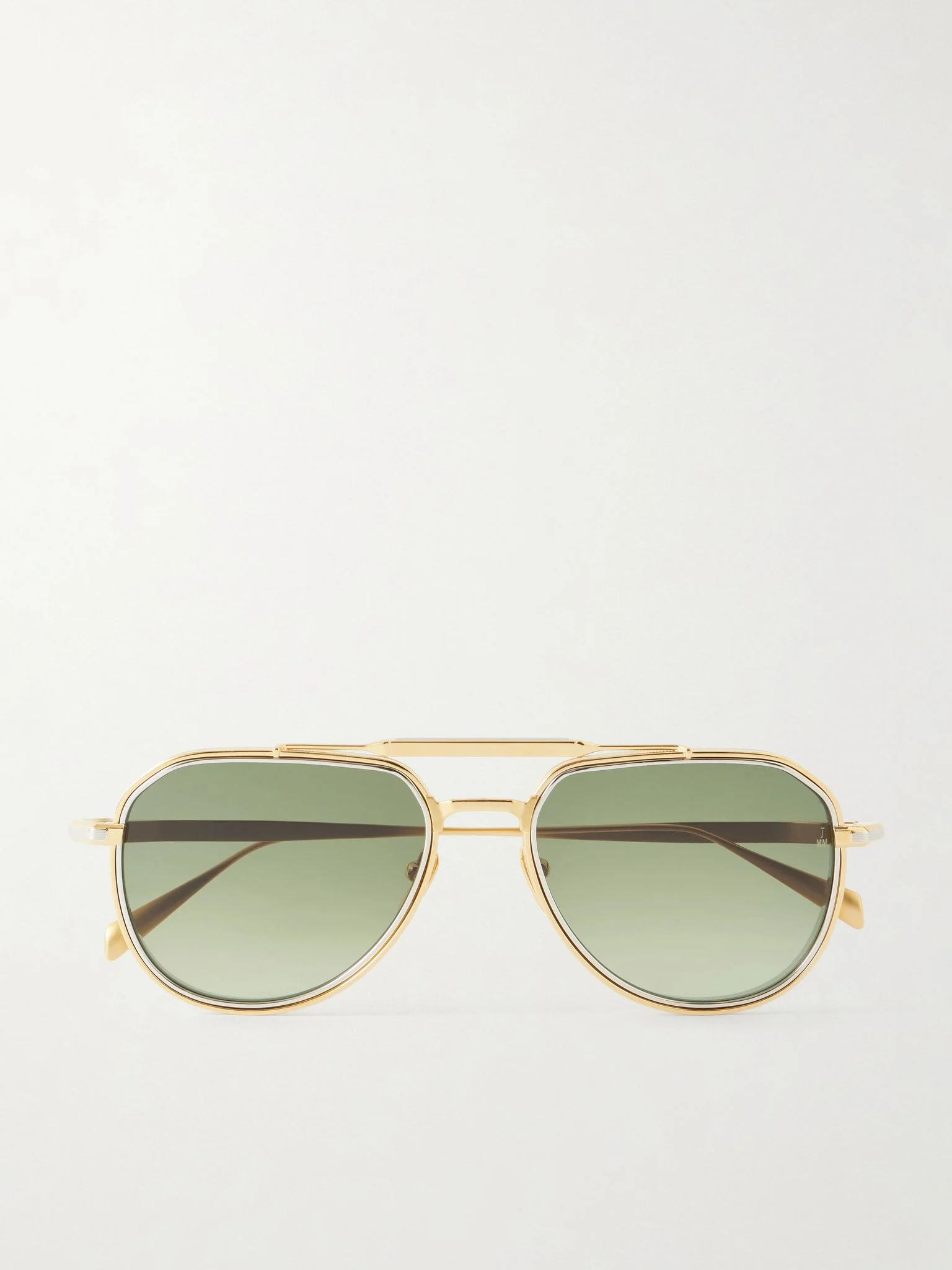Commander Double-Bridge Aviator-Style Gold-Tone Sunglasses Gold - 1