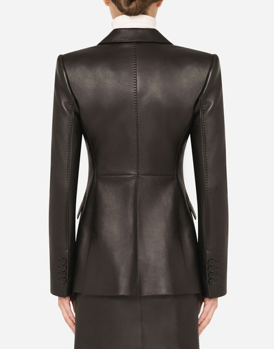 Dolce & Gabbana Single-breasted leather blazer outlook