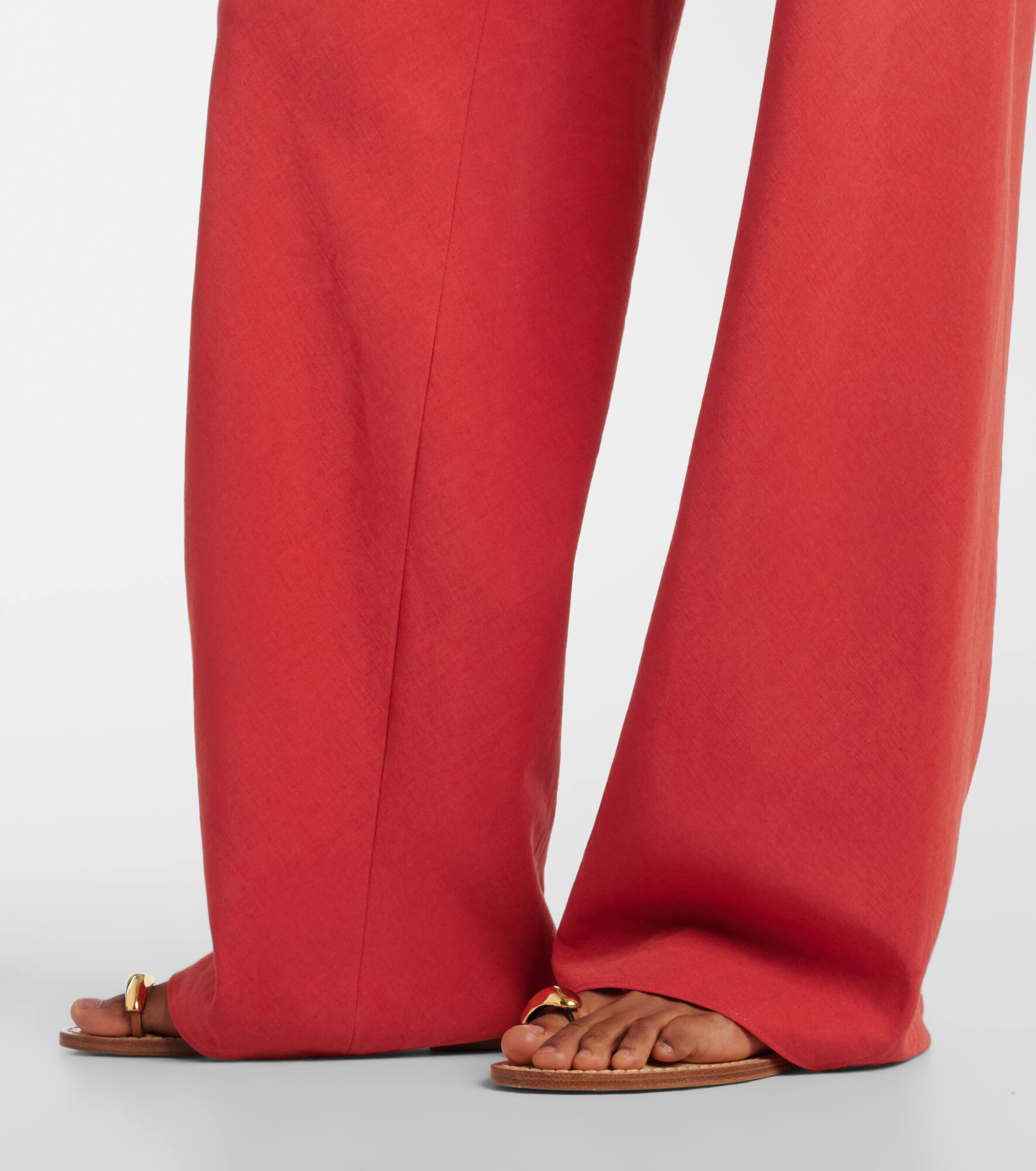 Cotton and linen-blend wide-leg pants - 5