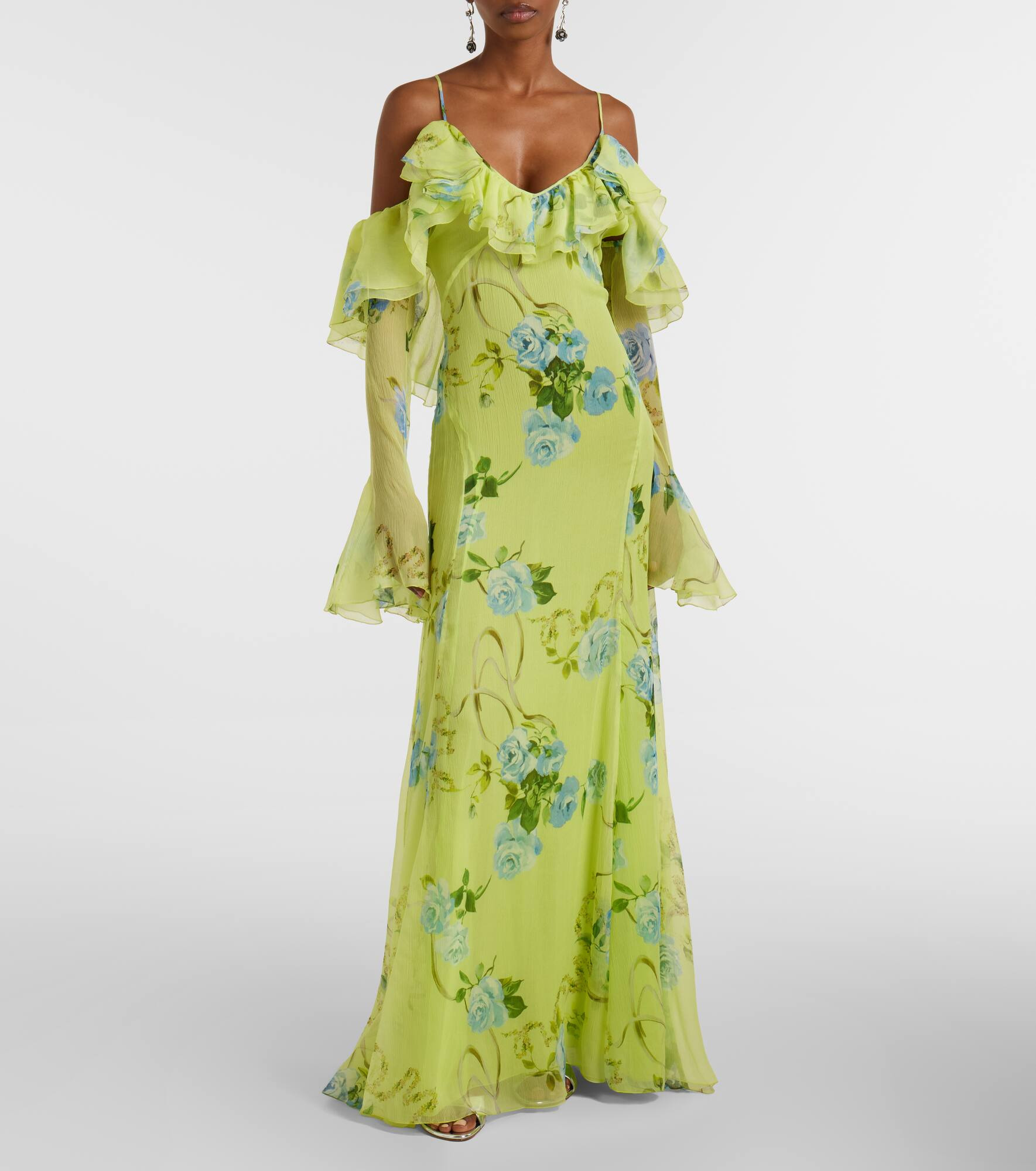 Floral silk crêpe gown - 2