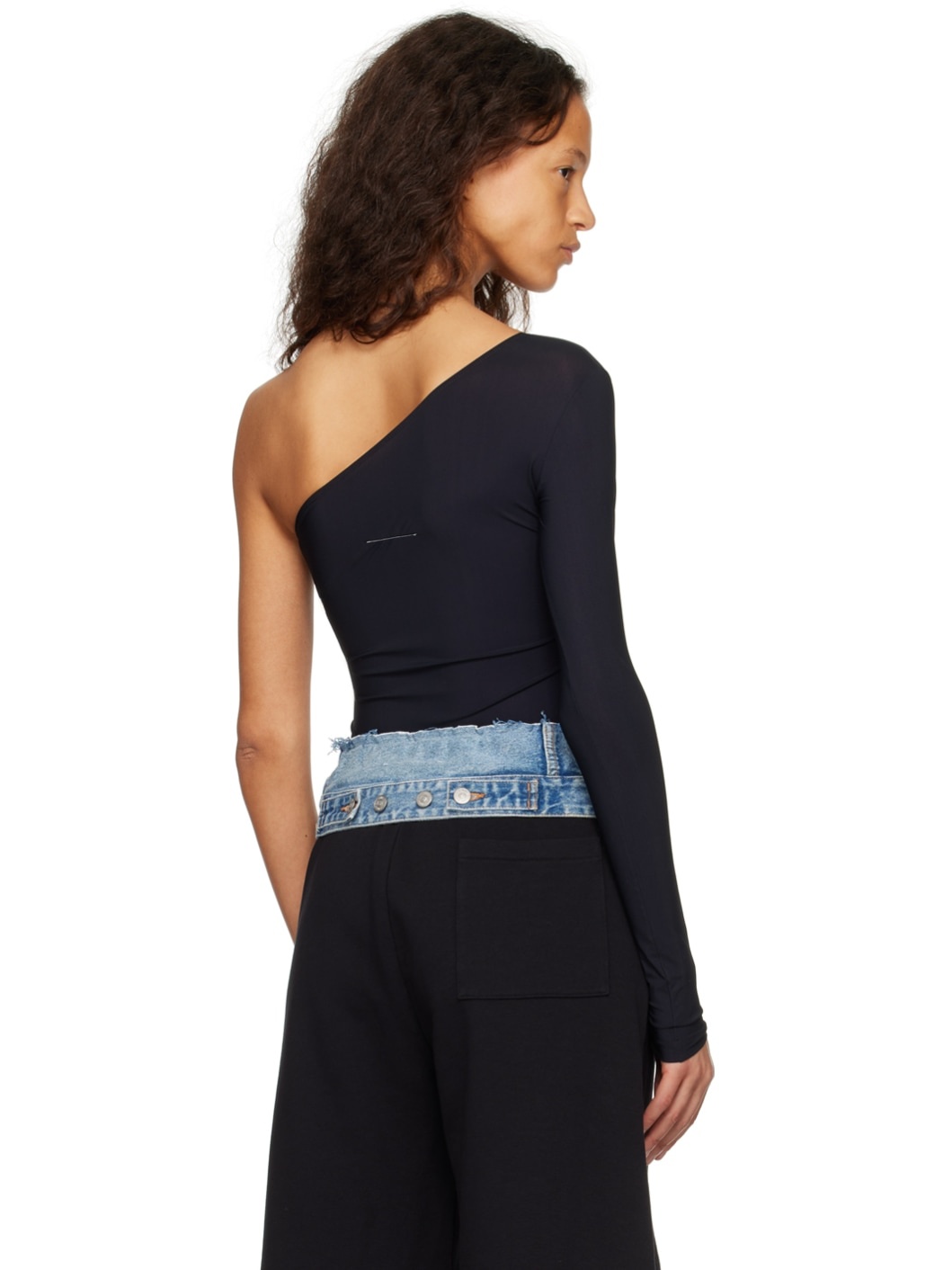 Black Single-Shoulder Bodysuit - 3