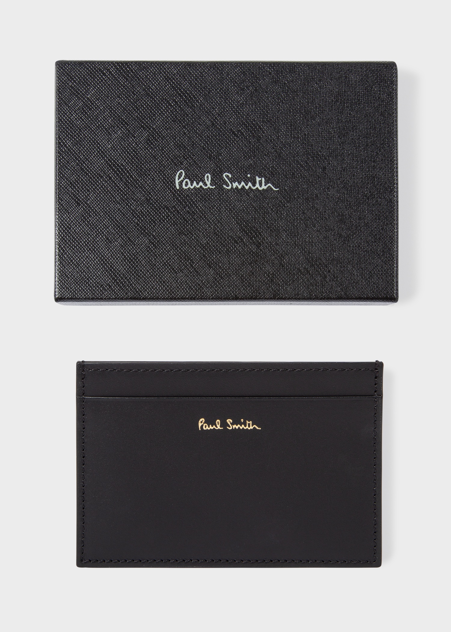 Black 'Signature Stripe' Leather Card Holder - 6