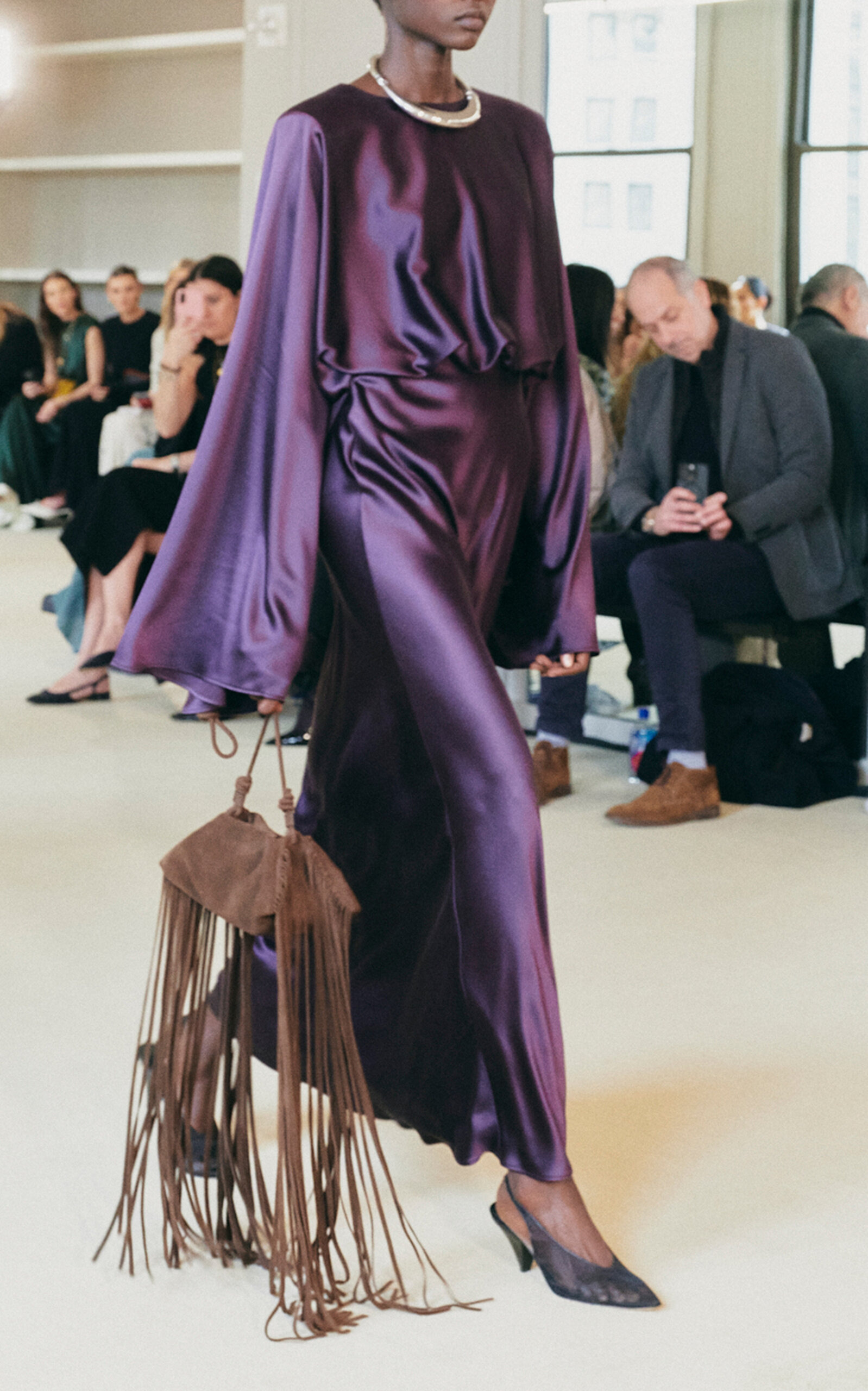 Evinka Draped Silk Maxi Dress purple - 3