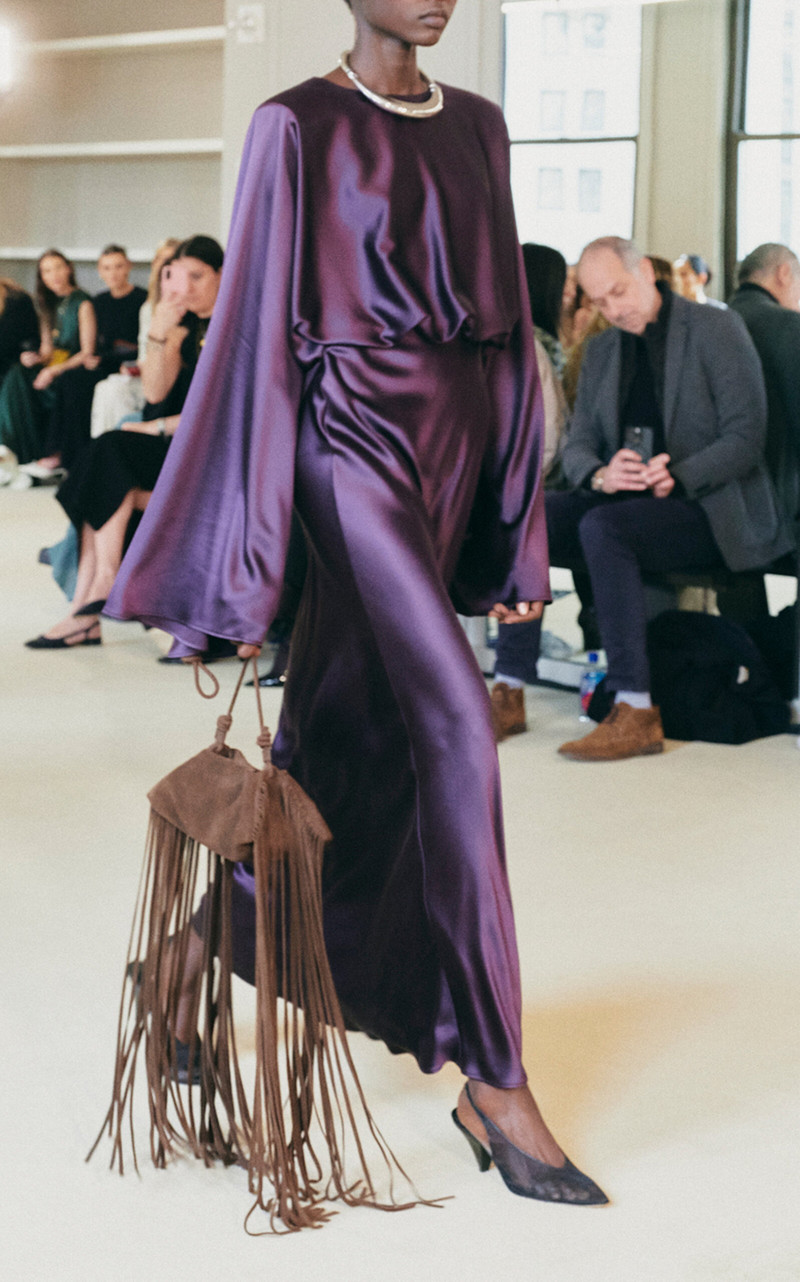 Evinka Draped Silk Maxi Dress purple 3