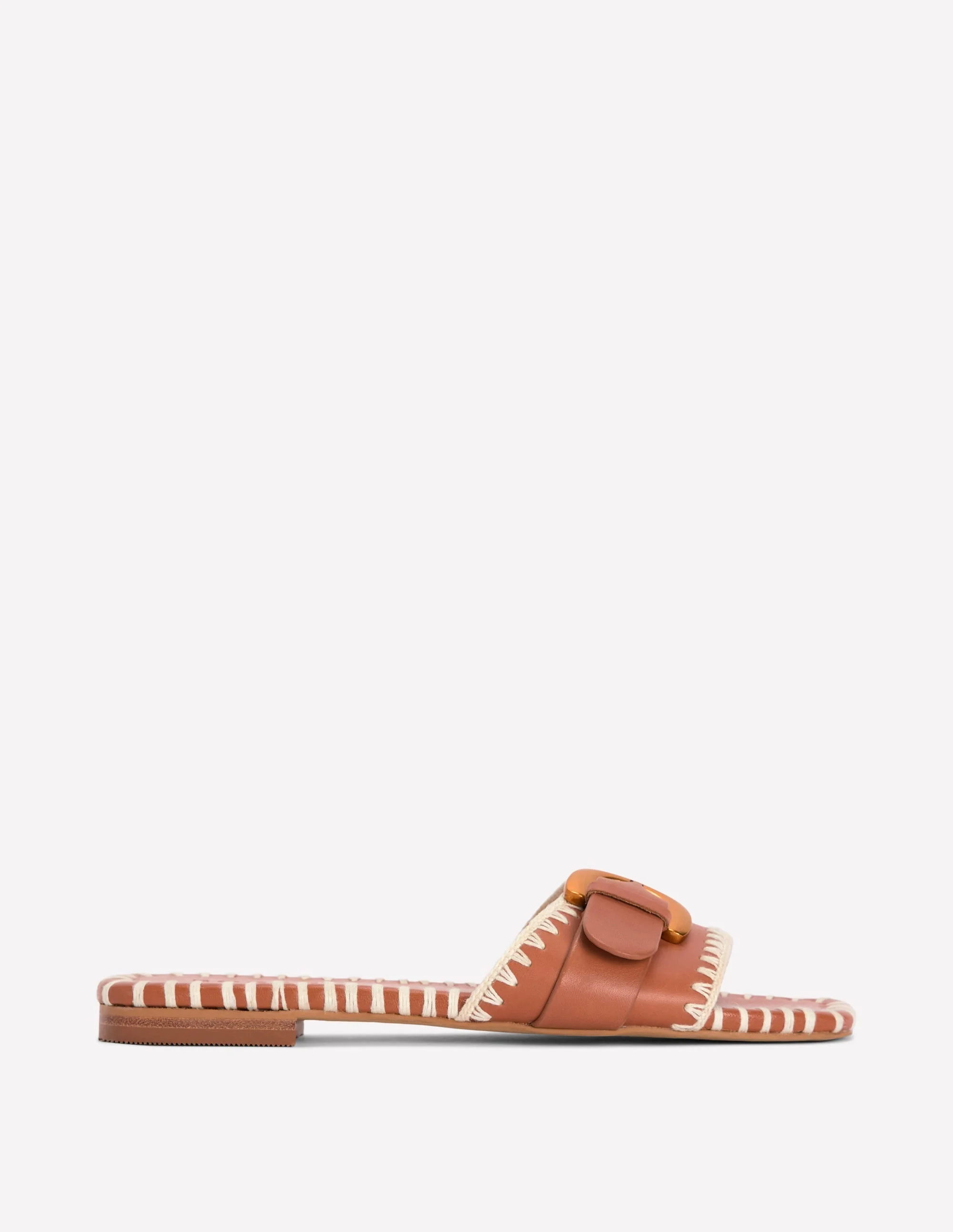 Trim Detail Flat Sandal-Tan - 1
