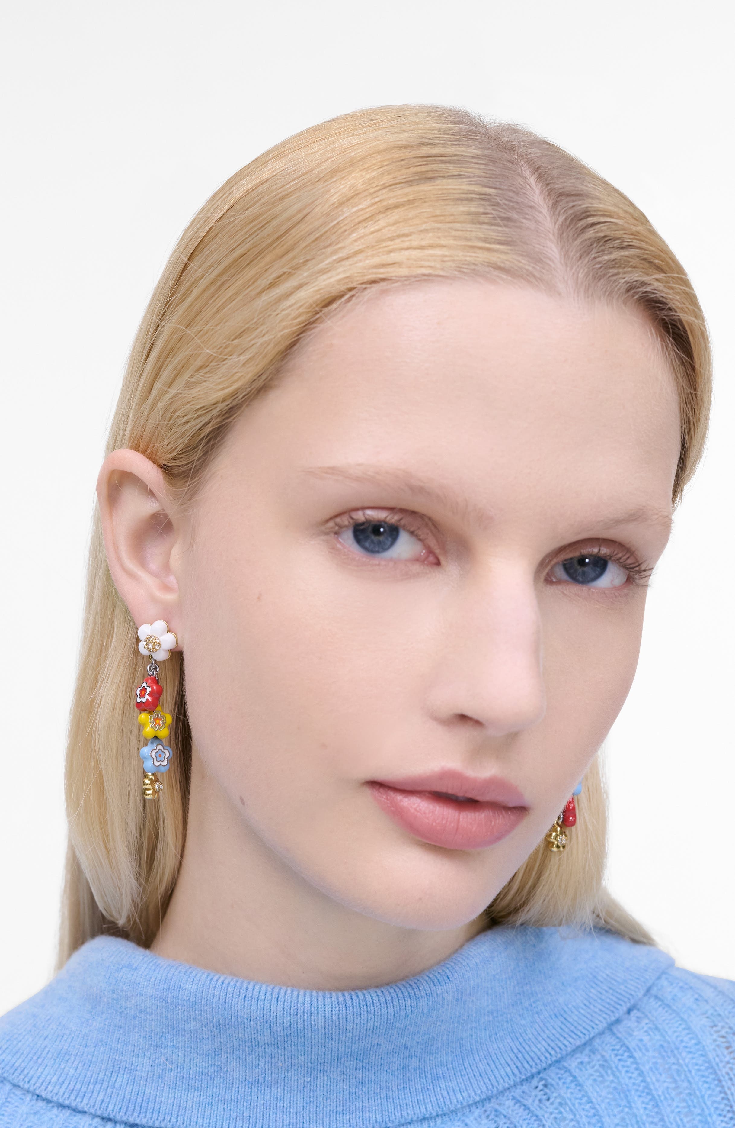 Marc Jacobs Wild Daisy Statement Drop Earrings in Two Tone/Blue Multi at Nordstrom - 2