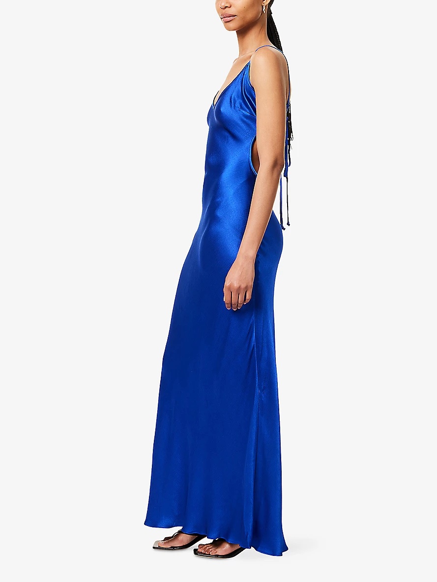 Sol Tie Satin Maxi Dress - 3
