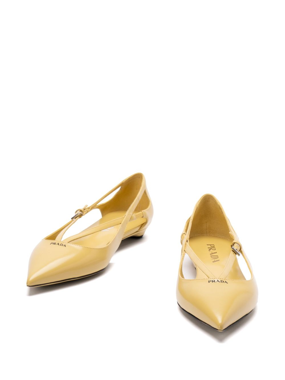 brushed-leather cut-out ballerina shoes - 4