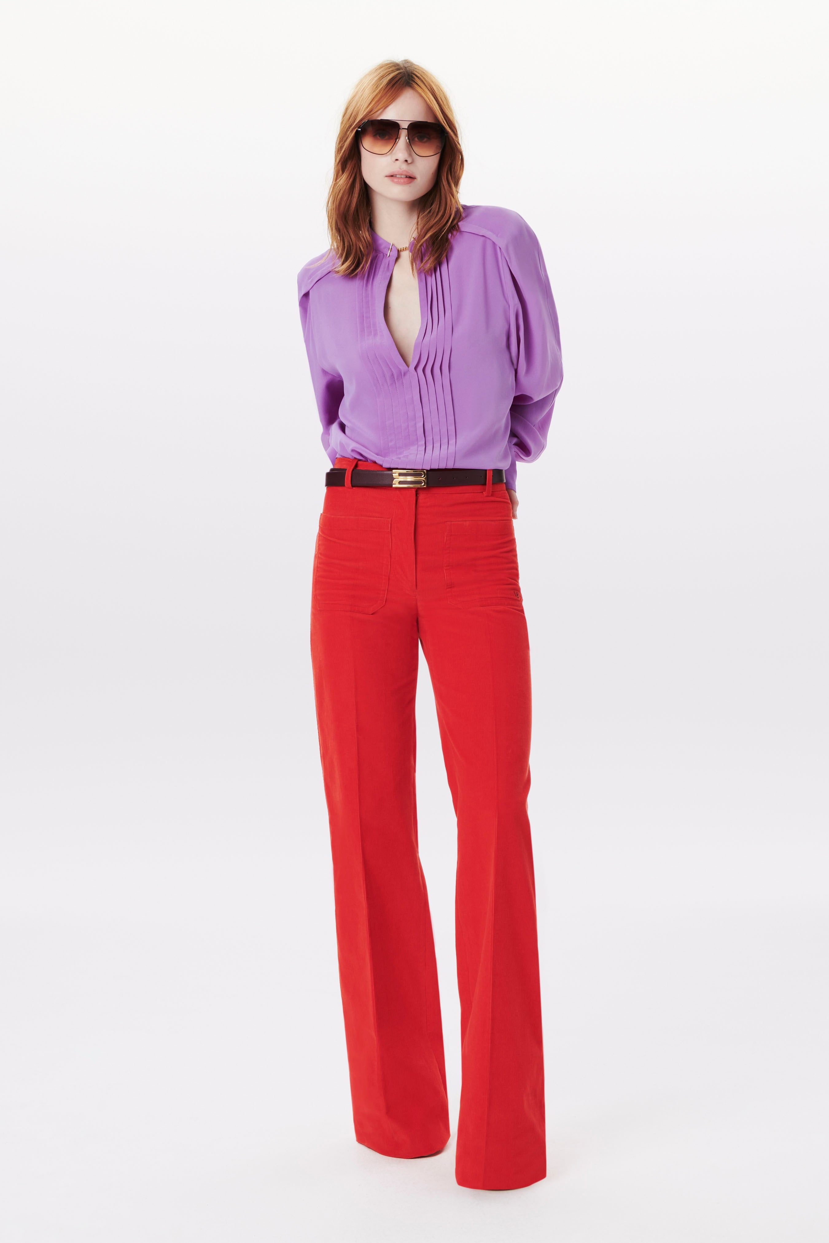Corduroy Alina Trouser in Red - 2