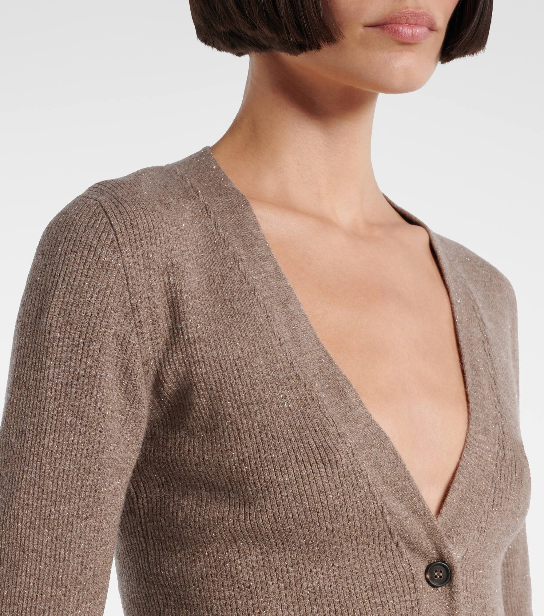 Ribbed-knit lamé cardigan - 4