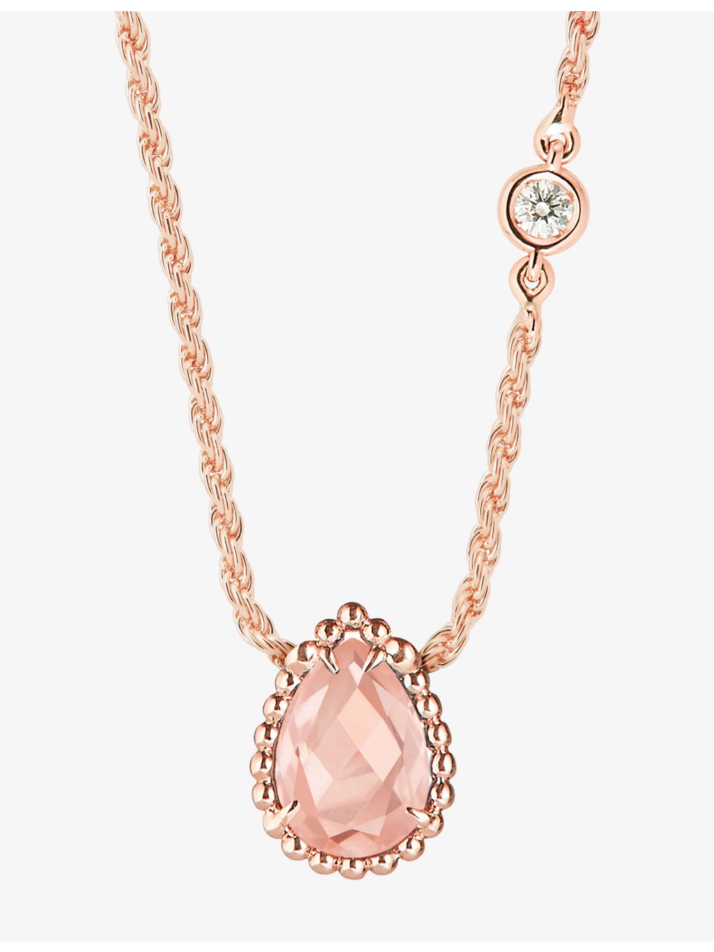 Serpent Boheme extra-small 18ct rose-gold, 0.03ct brilliant-cut diamond and 0.77ct pink quartz penda - 3
