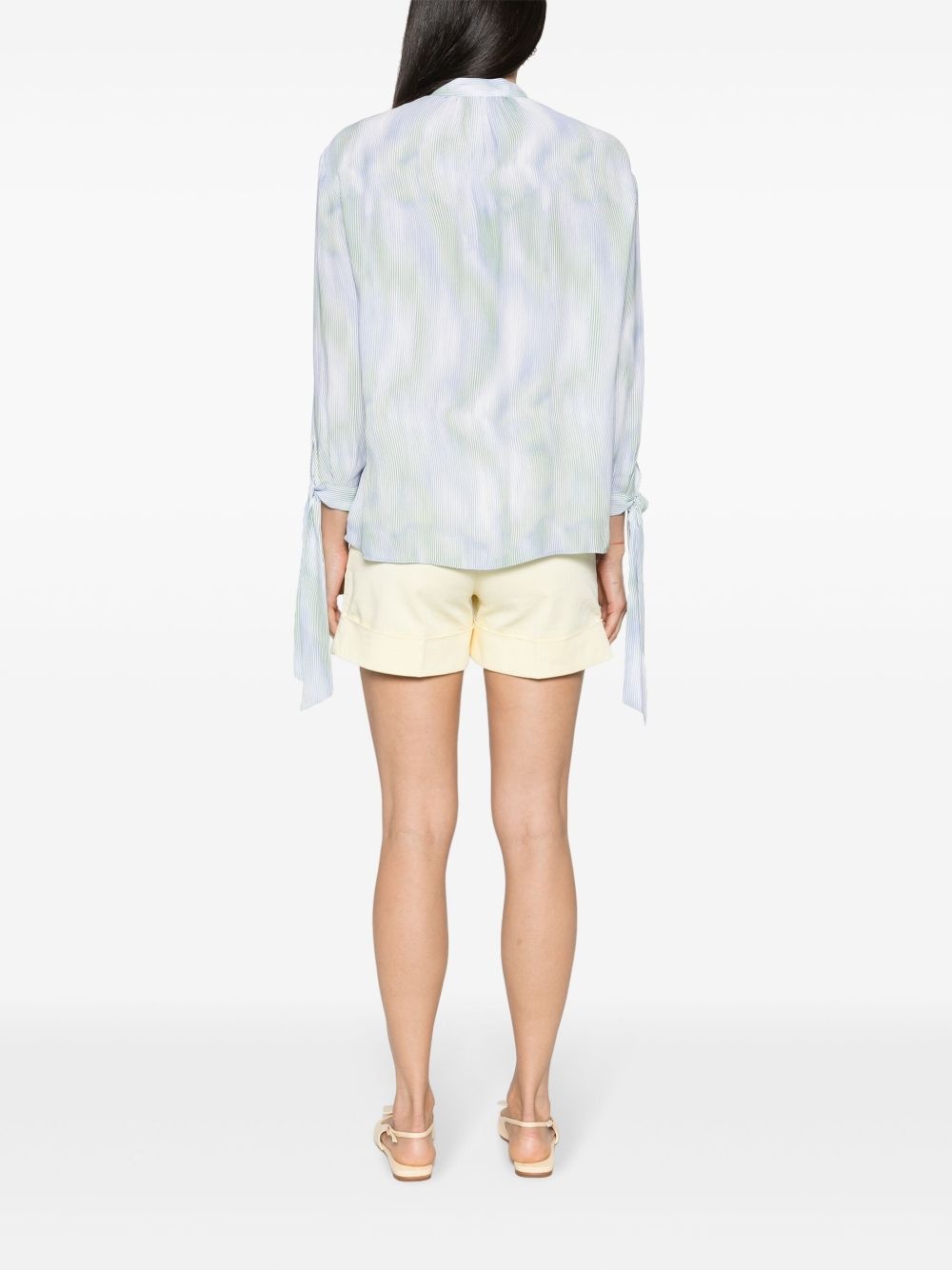 abstract-stripes tied-cuffs blouse - 4