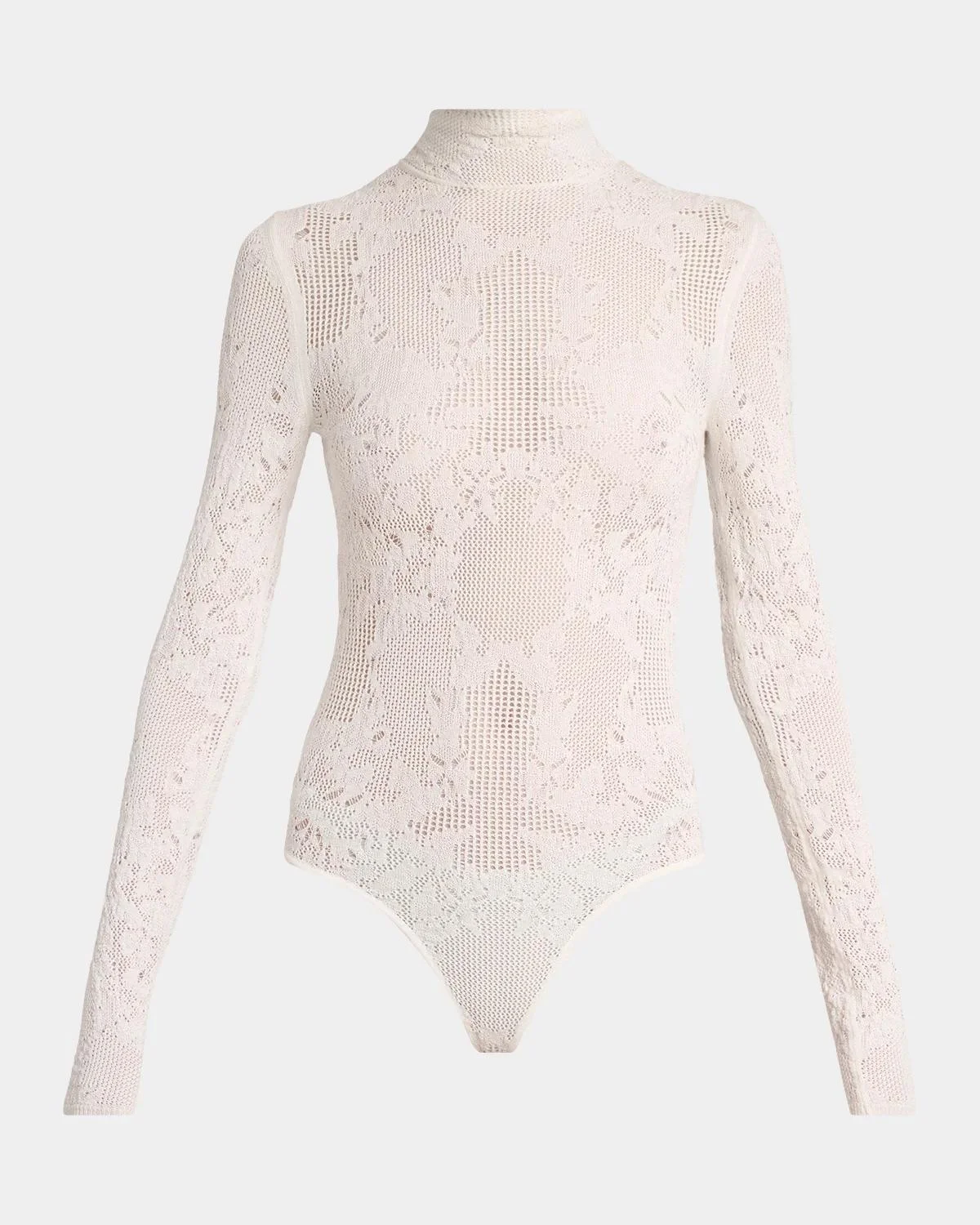 Waite Mock-Neck Lace Knit Long-Sleeve Top - 1