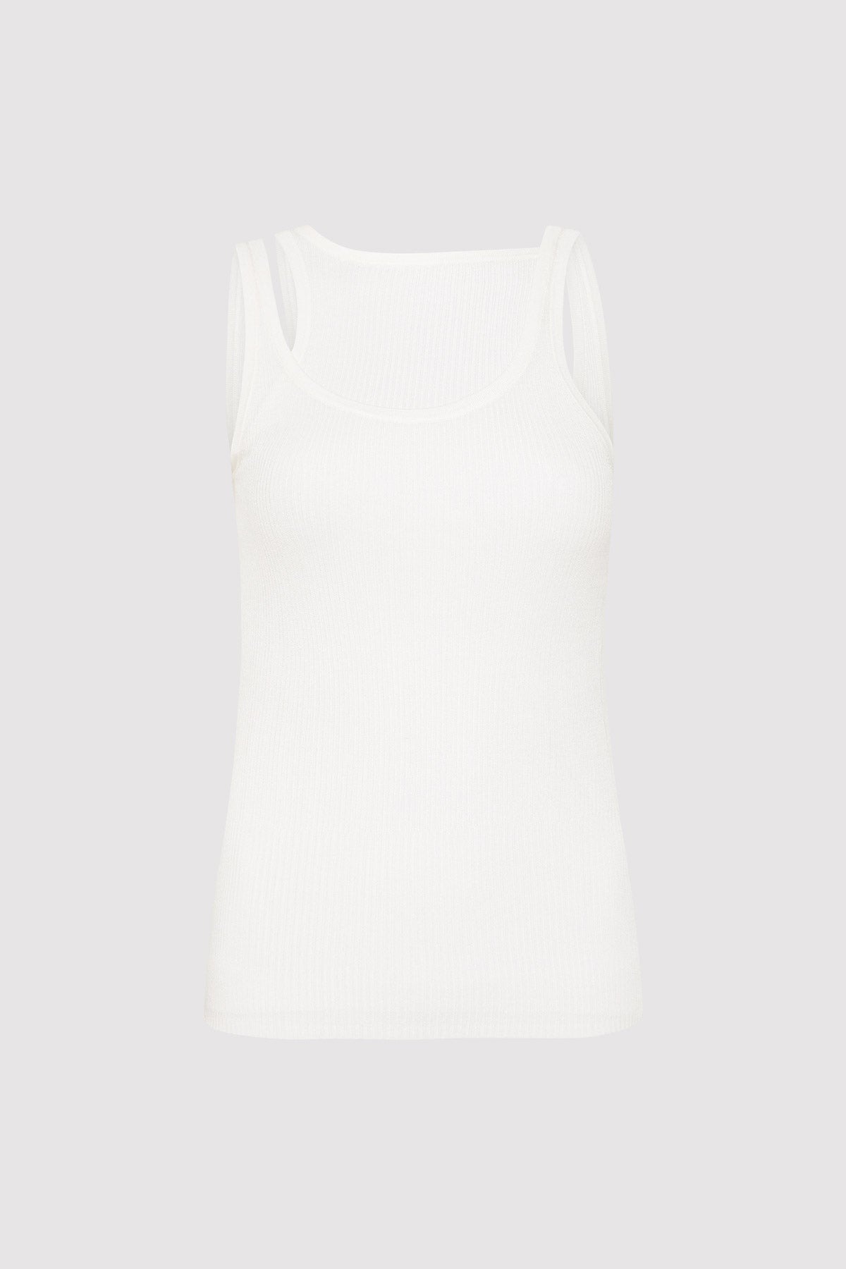 Double Layer Knit Singlet - White - 6